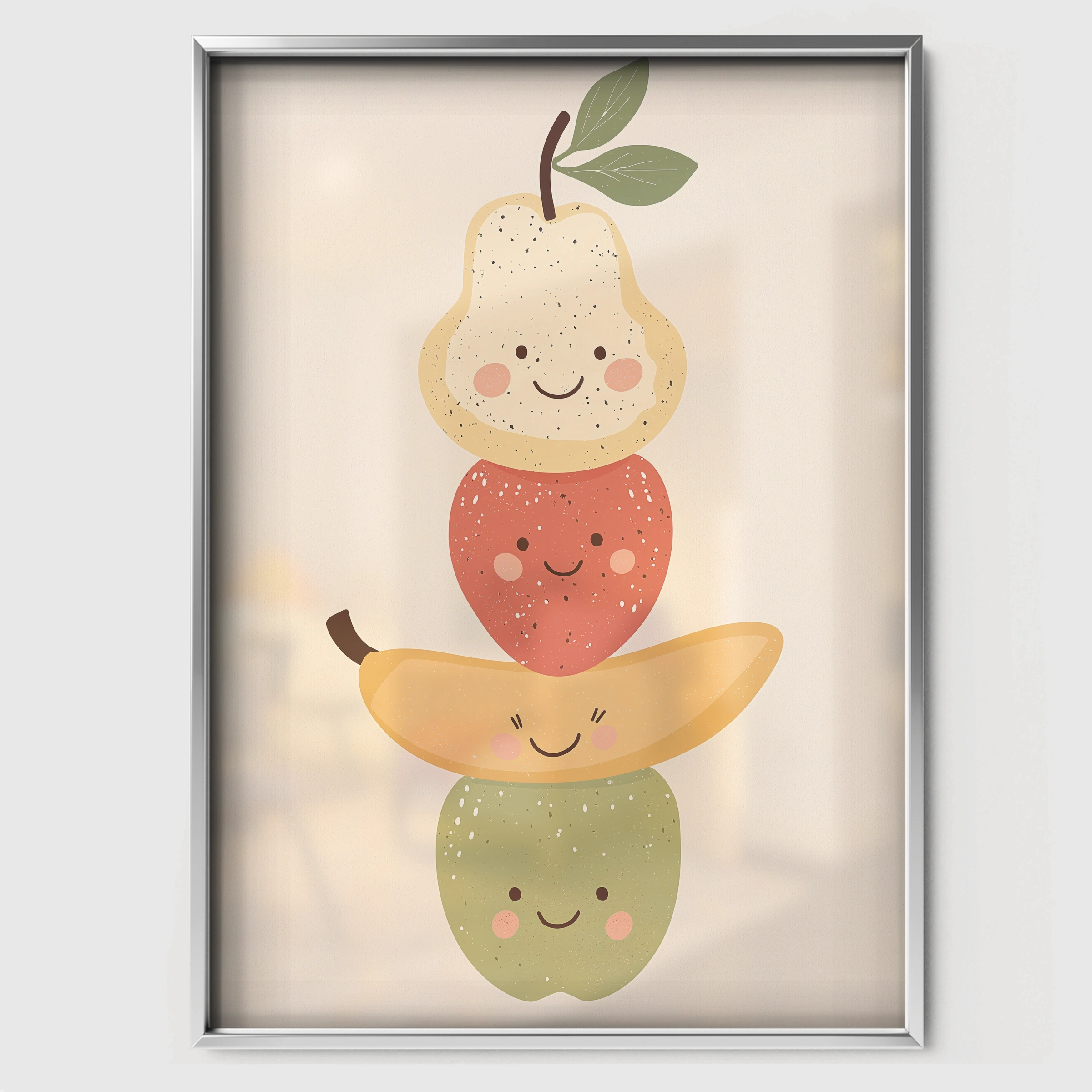 Fruit Stack Nursery Print - white framed nursery wall art print