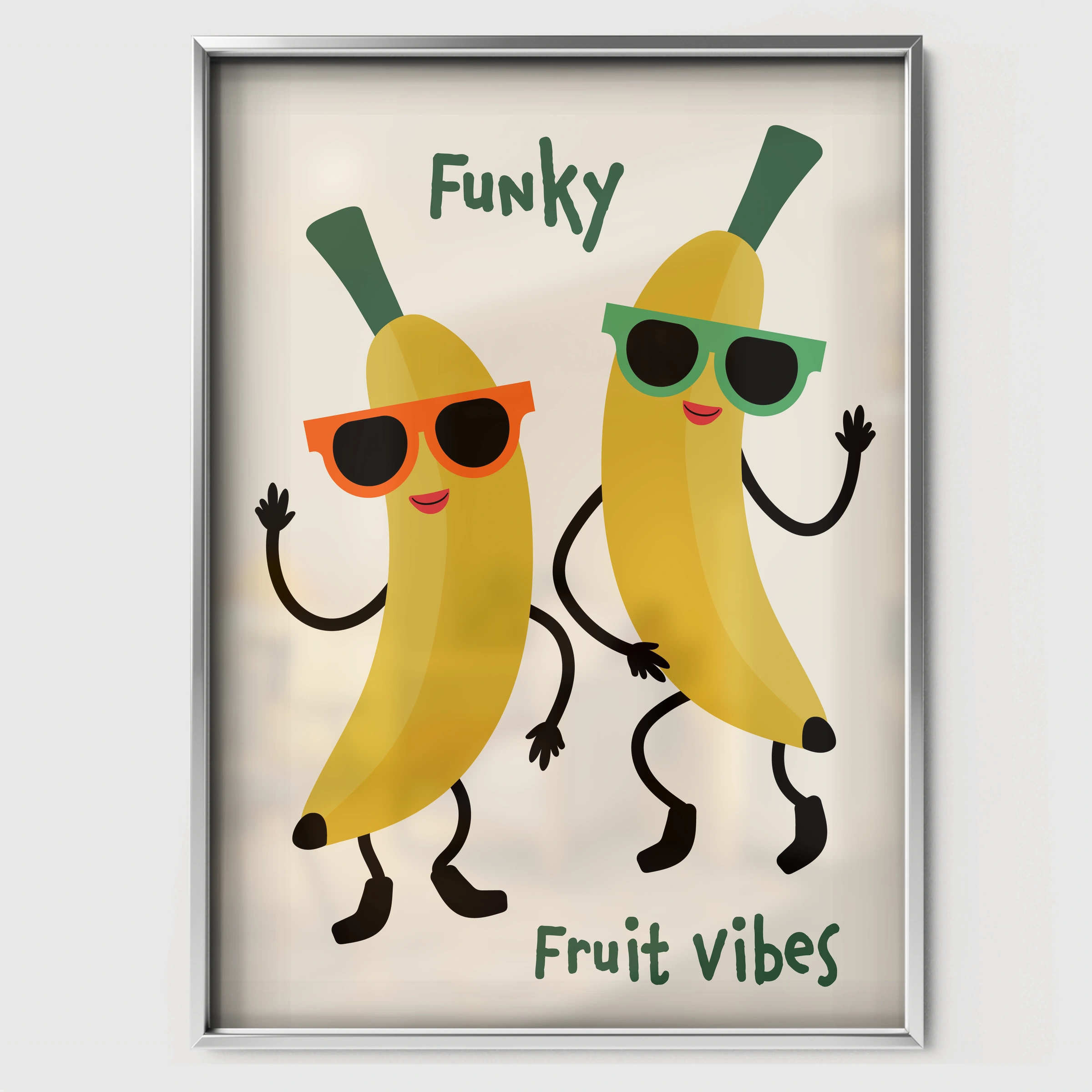 Funky Fruit Vibes Nursery Print - white framed nursery wall art print