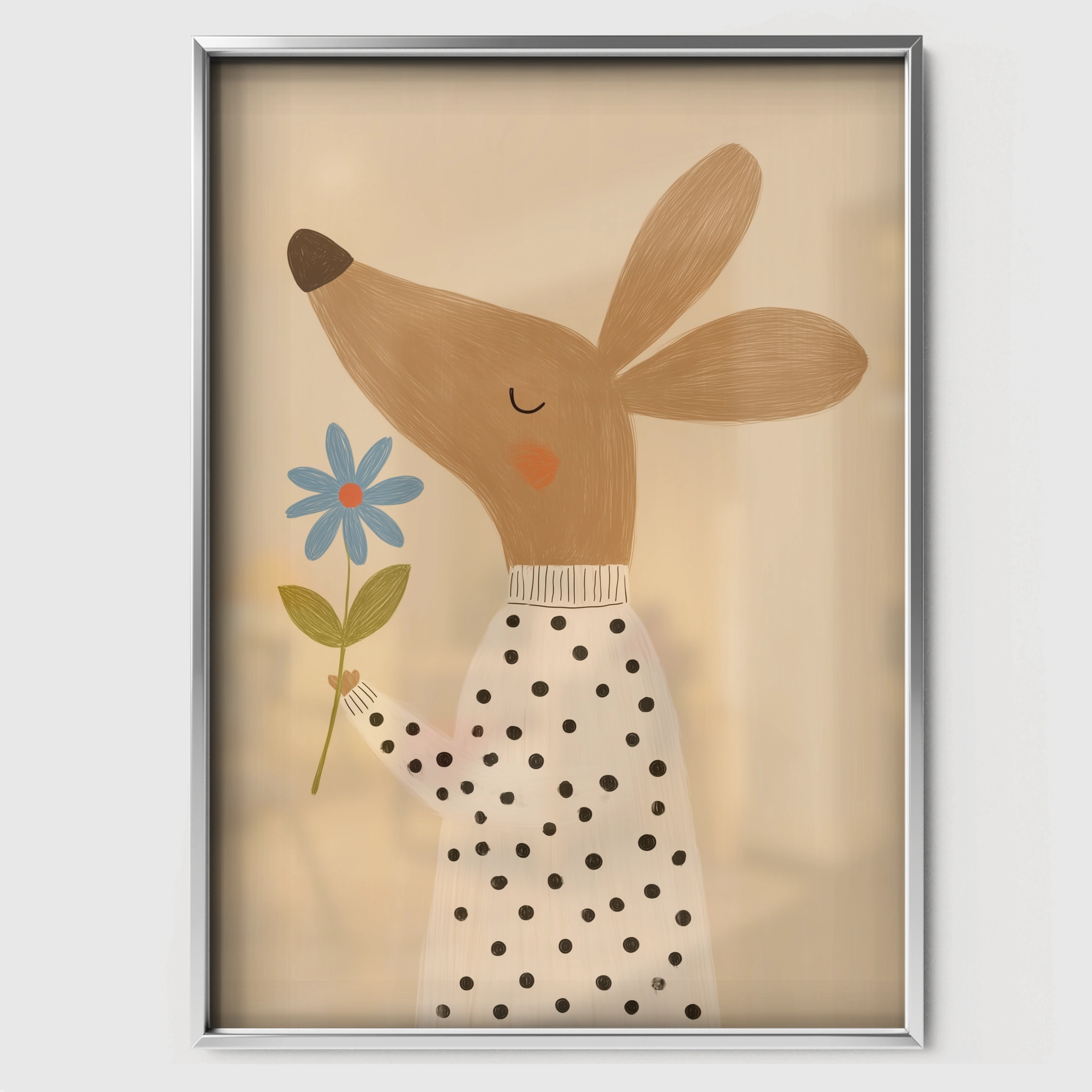 Gentle Deer Nursery Print - white framed nursery wall art print