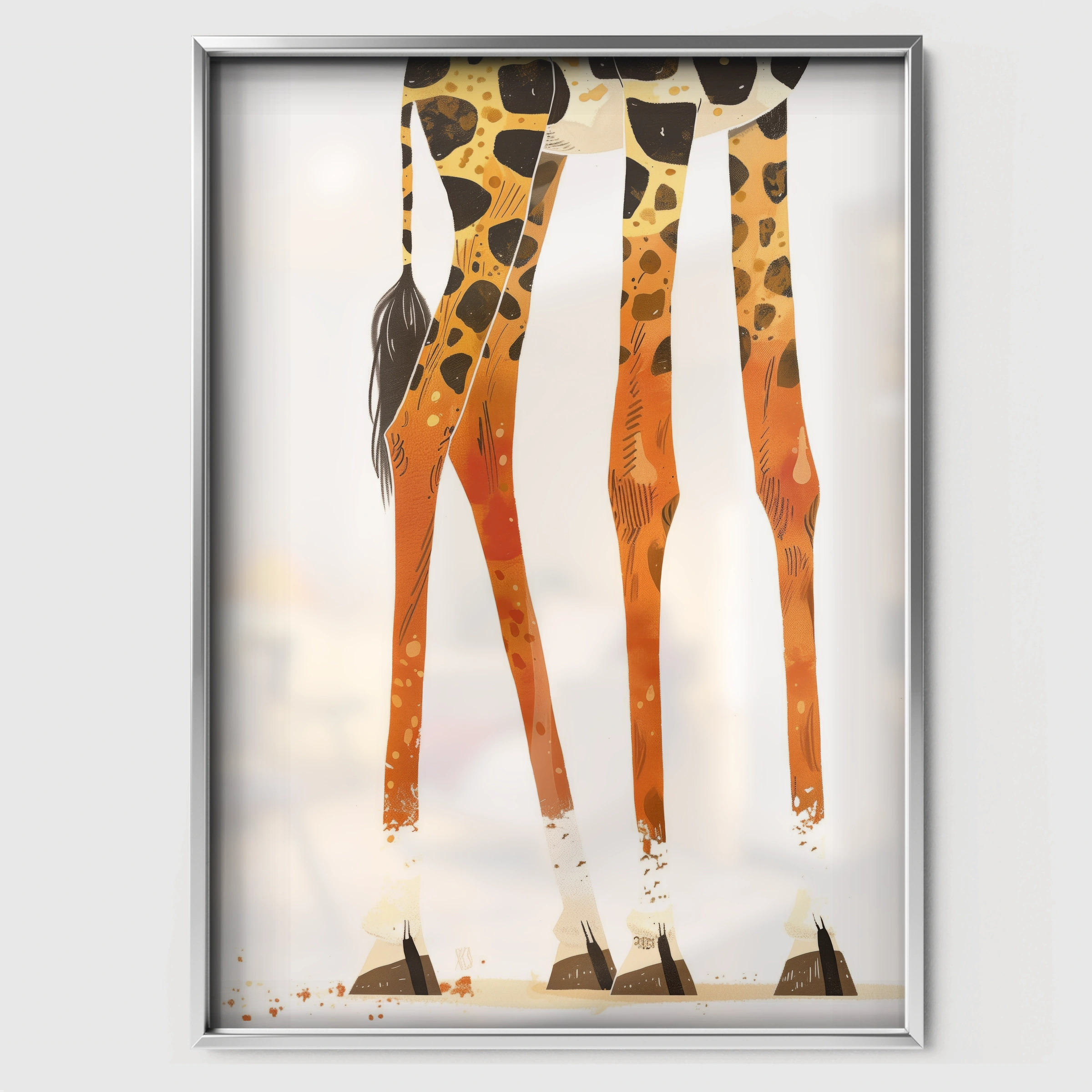 Giraffe Legs Nursery Print - white framed nursery wall art print