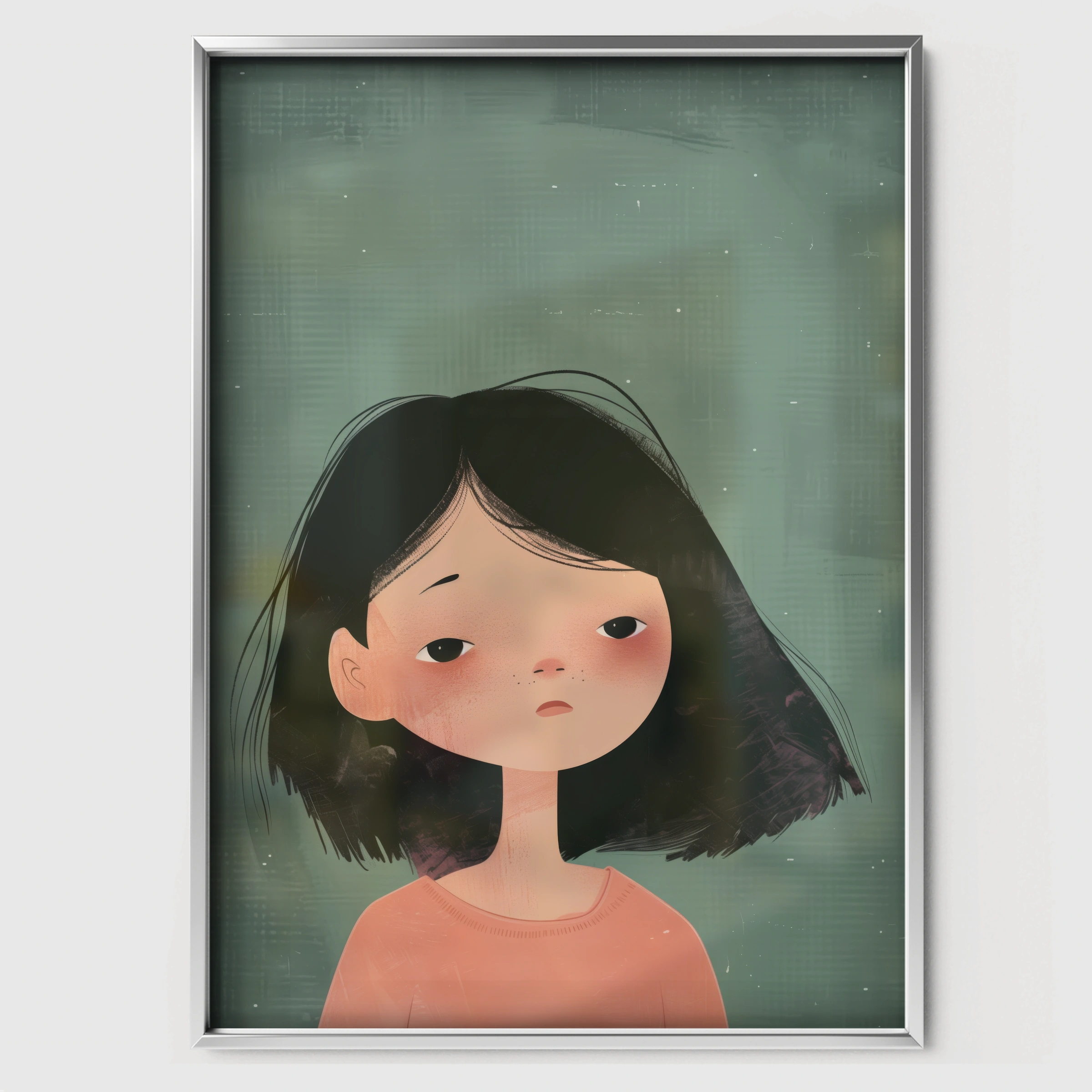 Girl Portrait Nursery Print - white framed nursery wall art print
