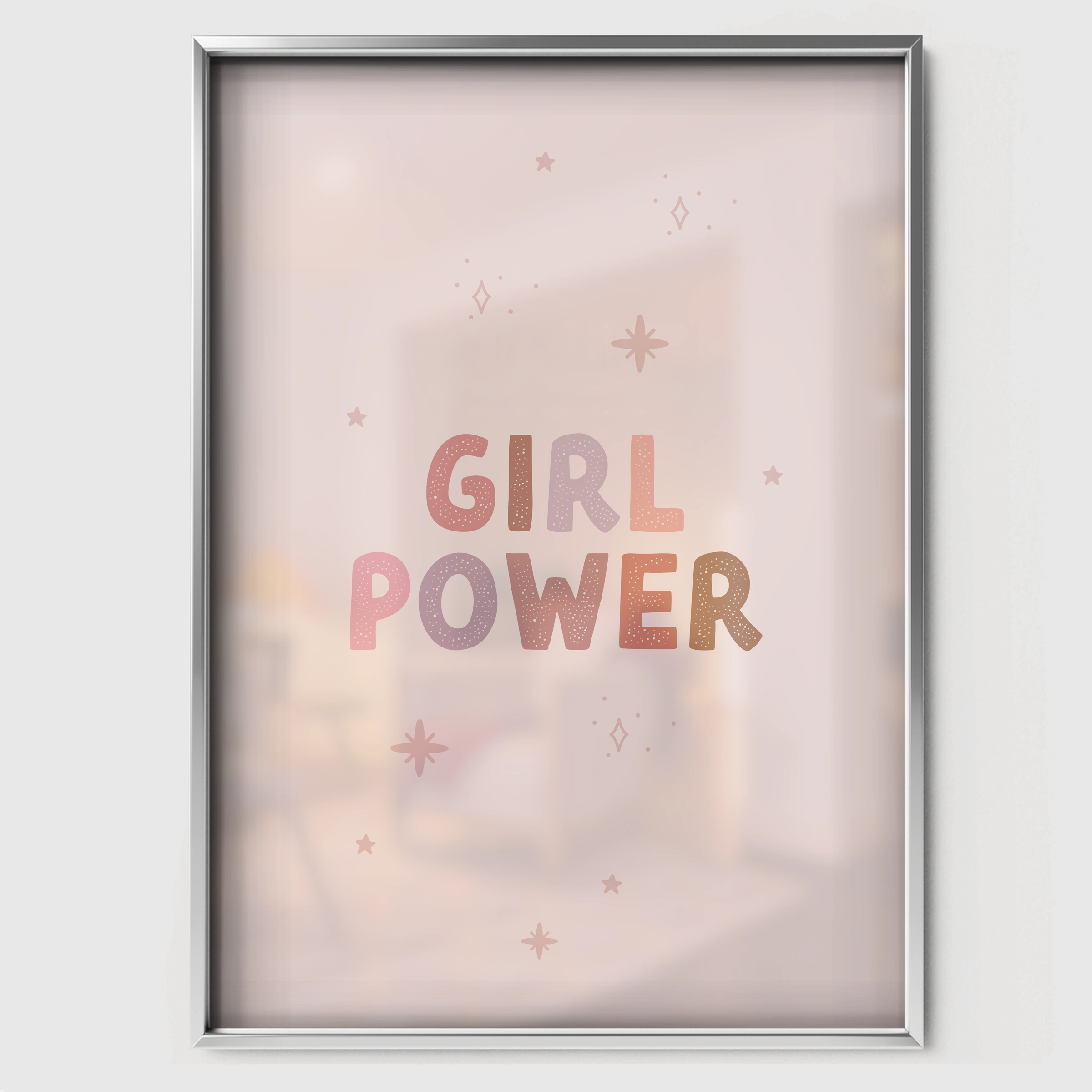 Girl Power Nursery Print - white framed nursery wall art print