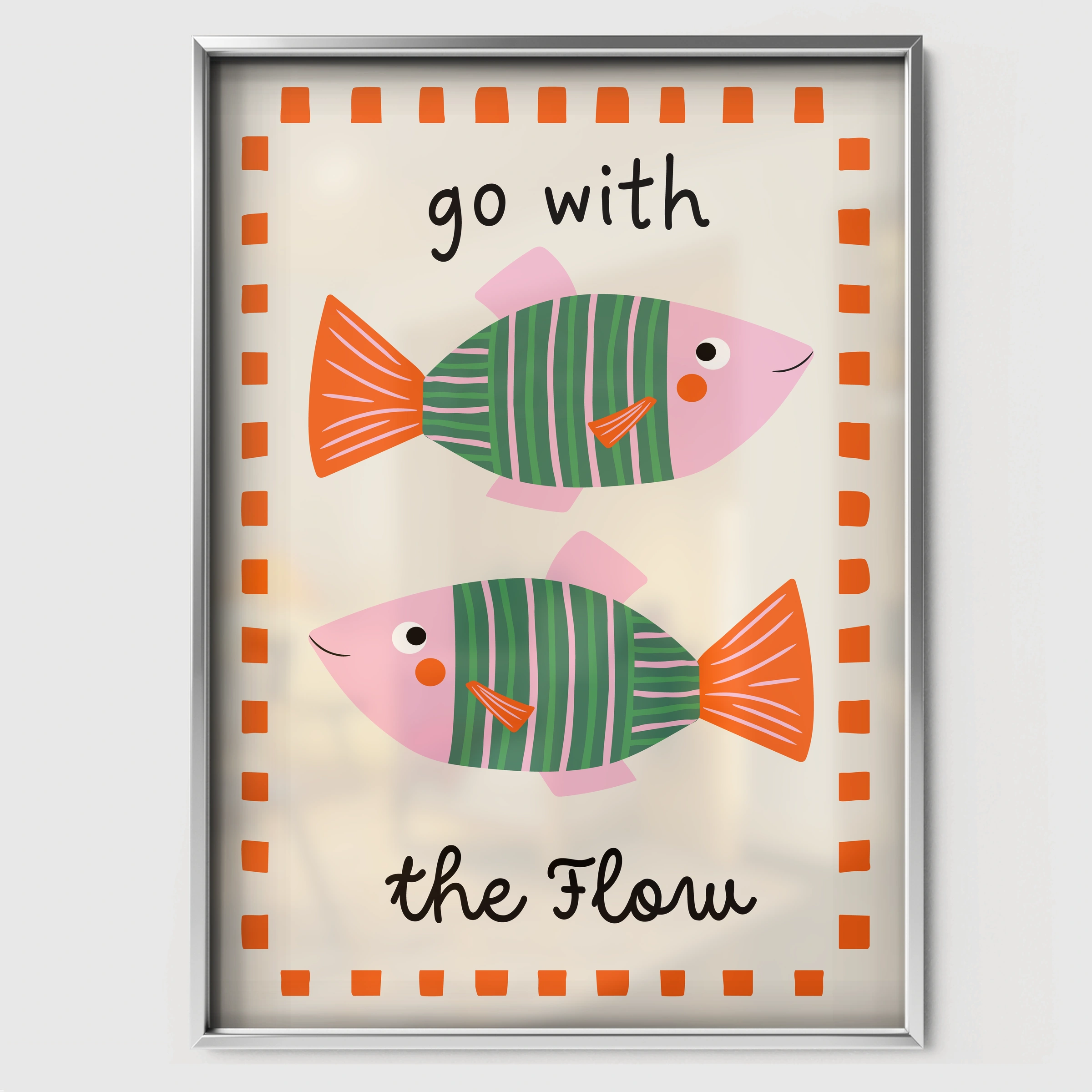 Go With The Flow Nursery Print - white framed nursery wall art print