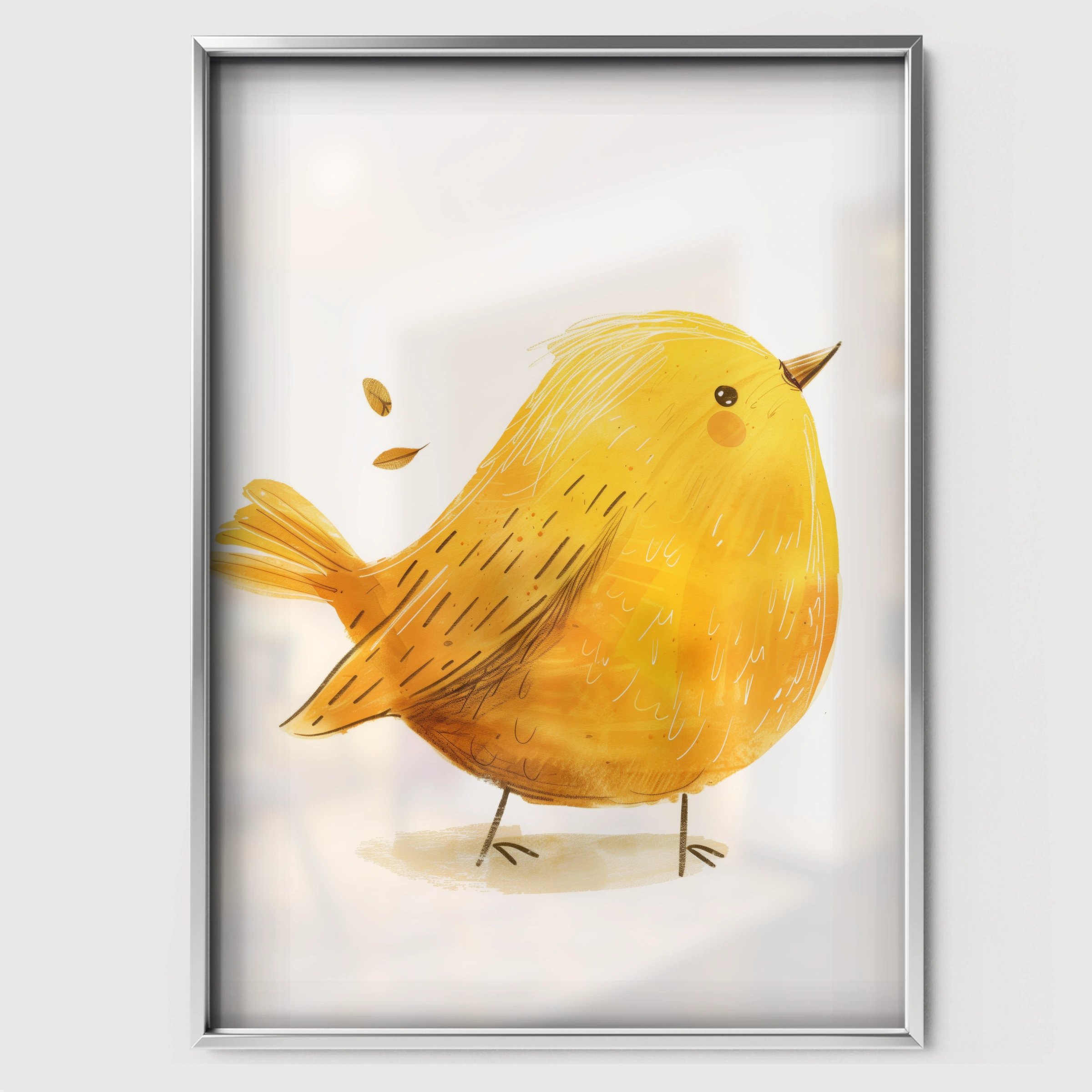 Golden Bird Nursery Print - white framed nursery wall art print