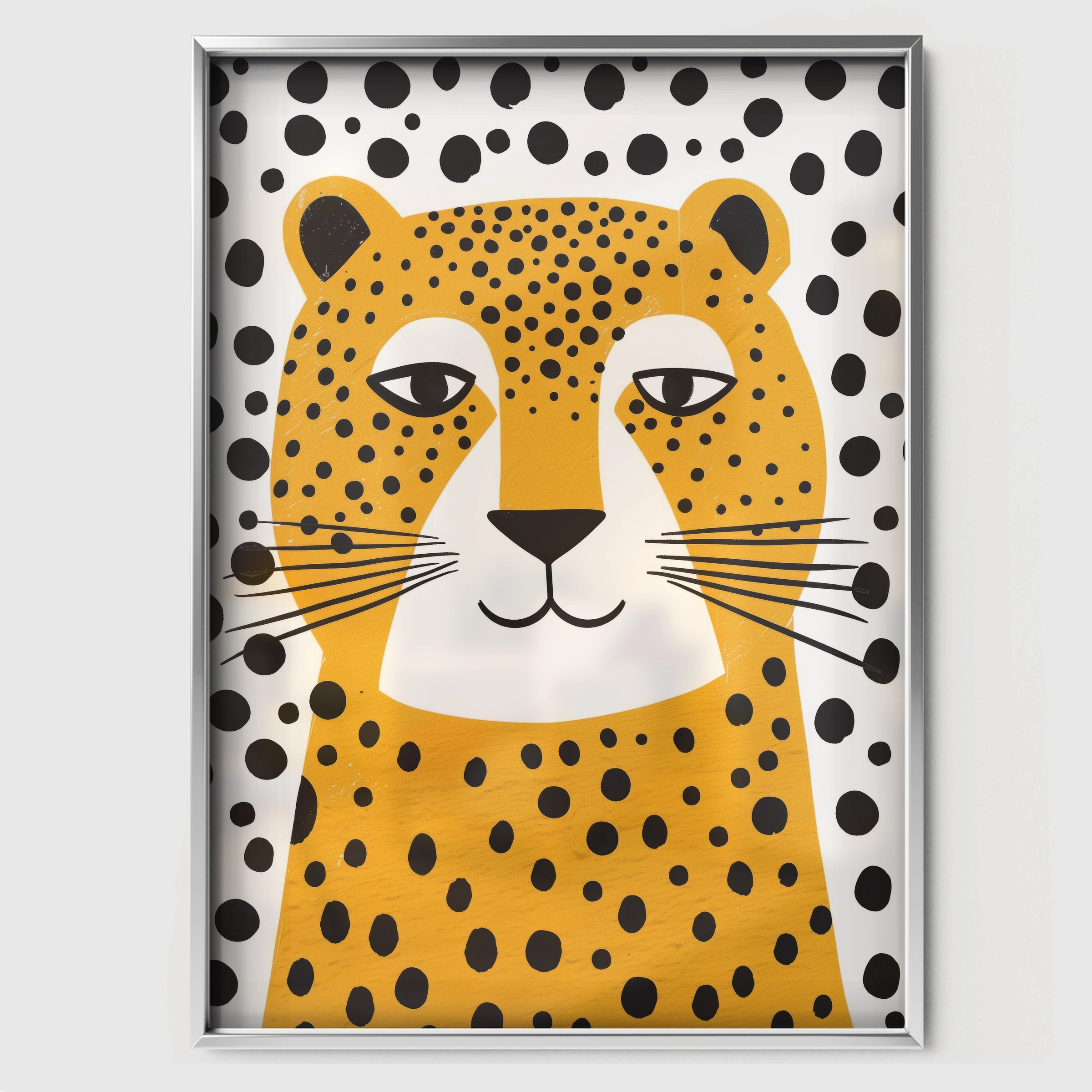 Golden Cheetah Nursery Print - white framed nursery wall art print