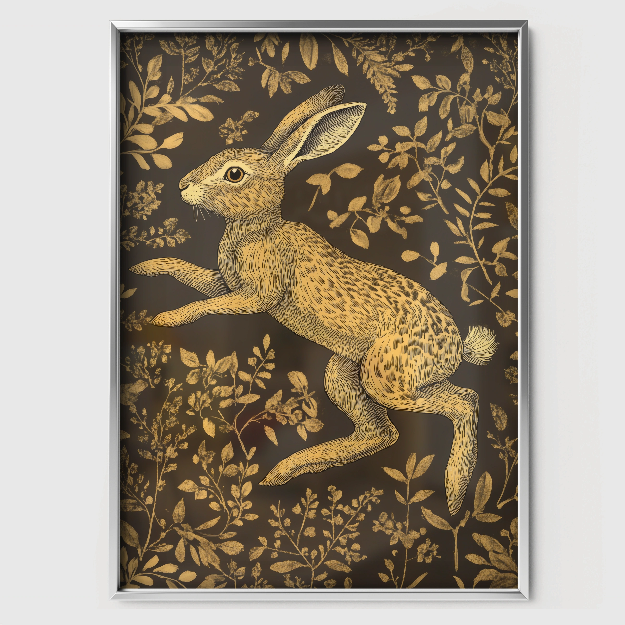 Golden Hare Nursery Print - white framed nursery wall art print
