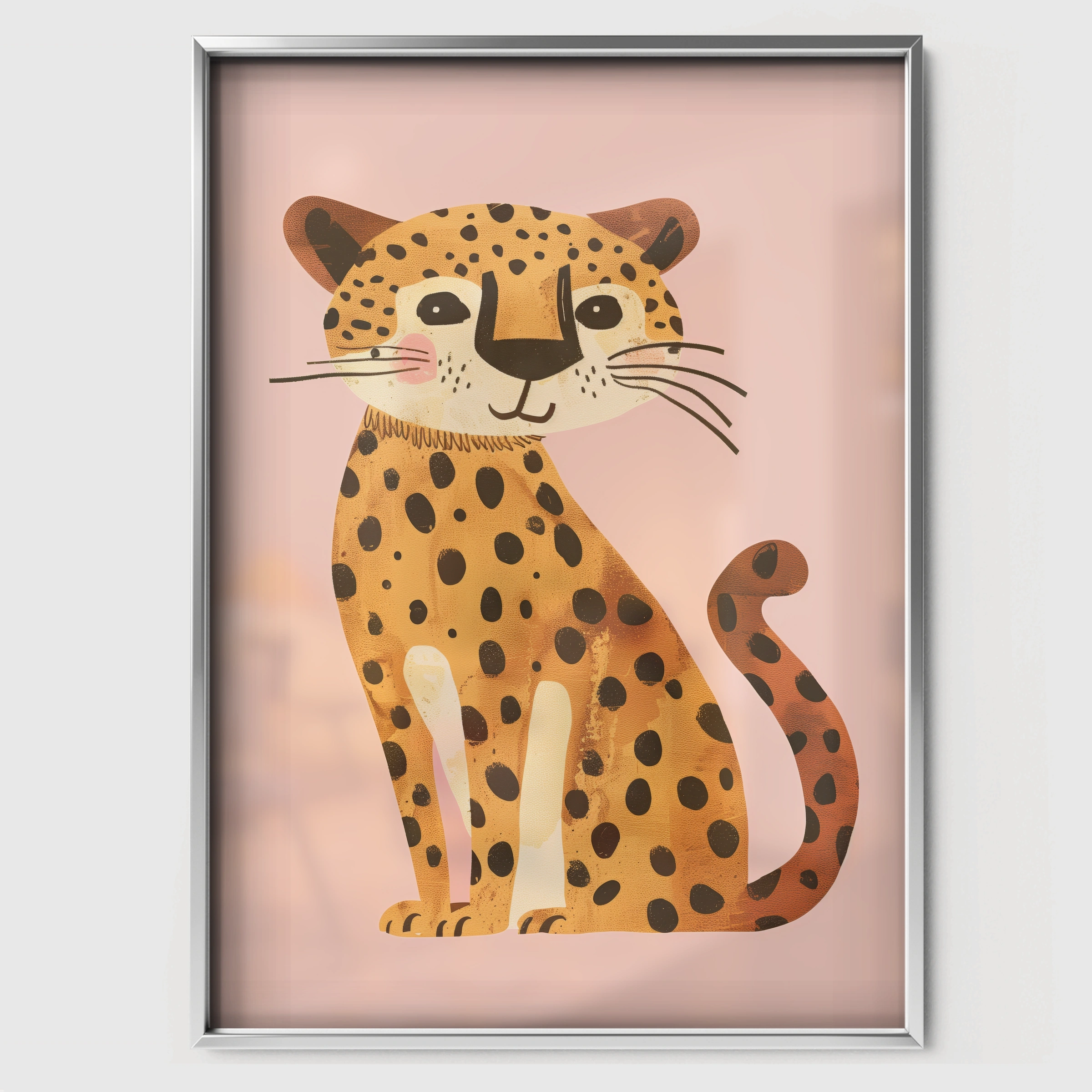 Golden Leopard Nursery Print - white framed nursery wall art print
