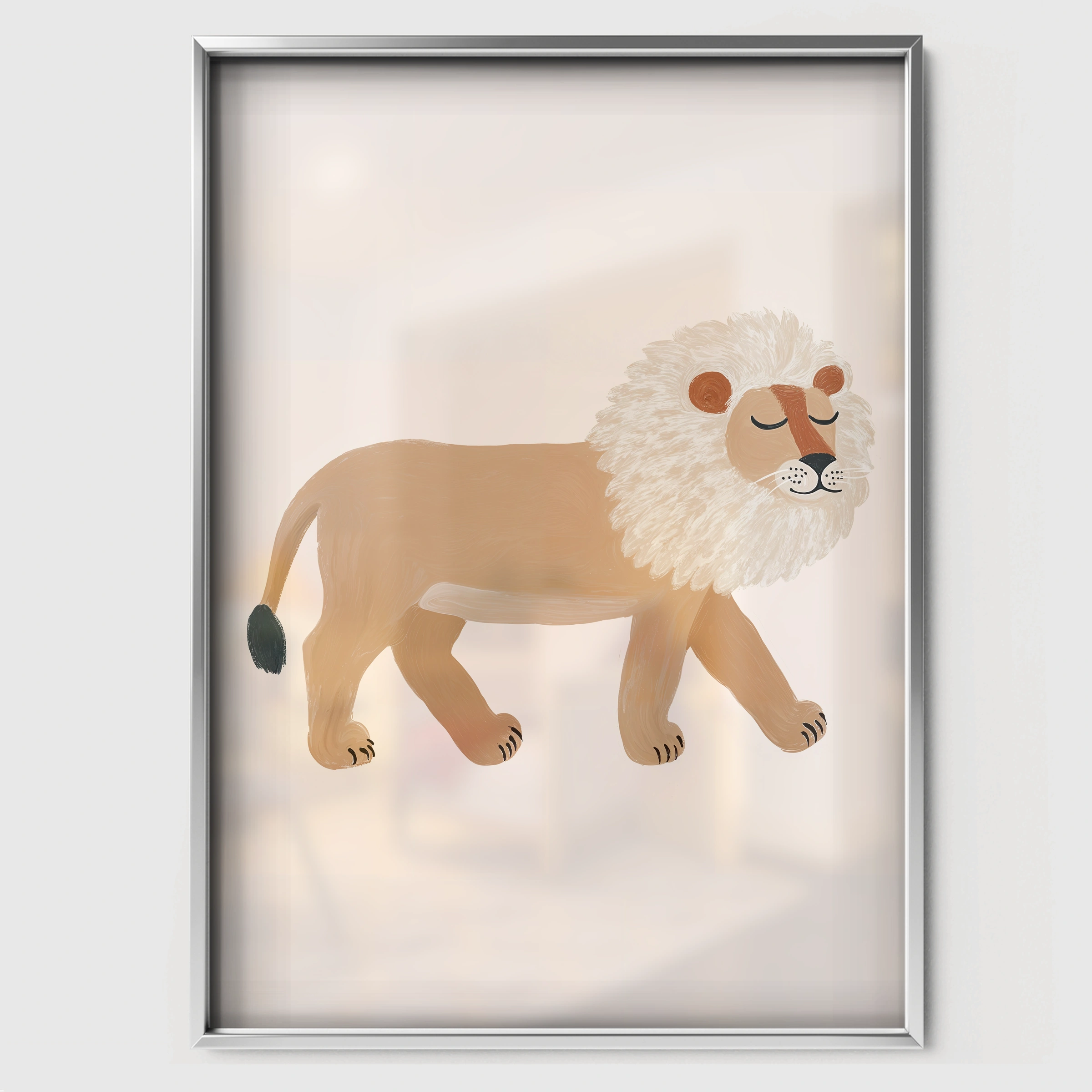 Golden Lion Nursery Print - white framed nursery wall art print