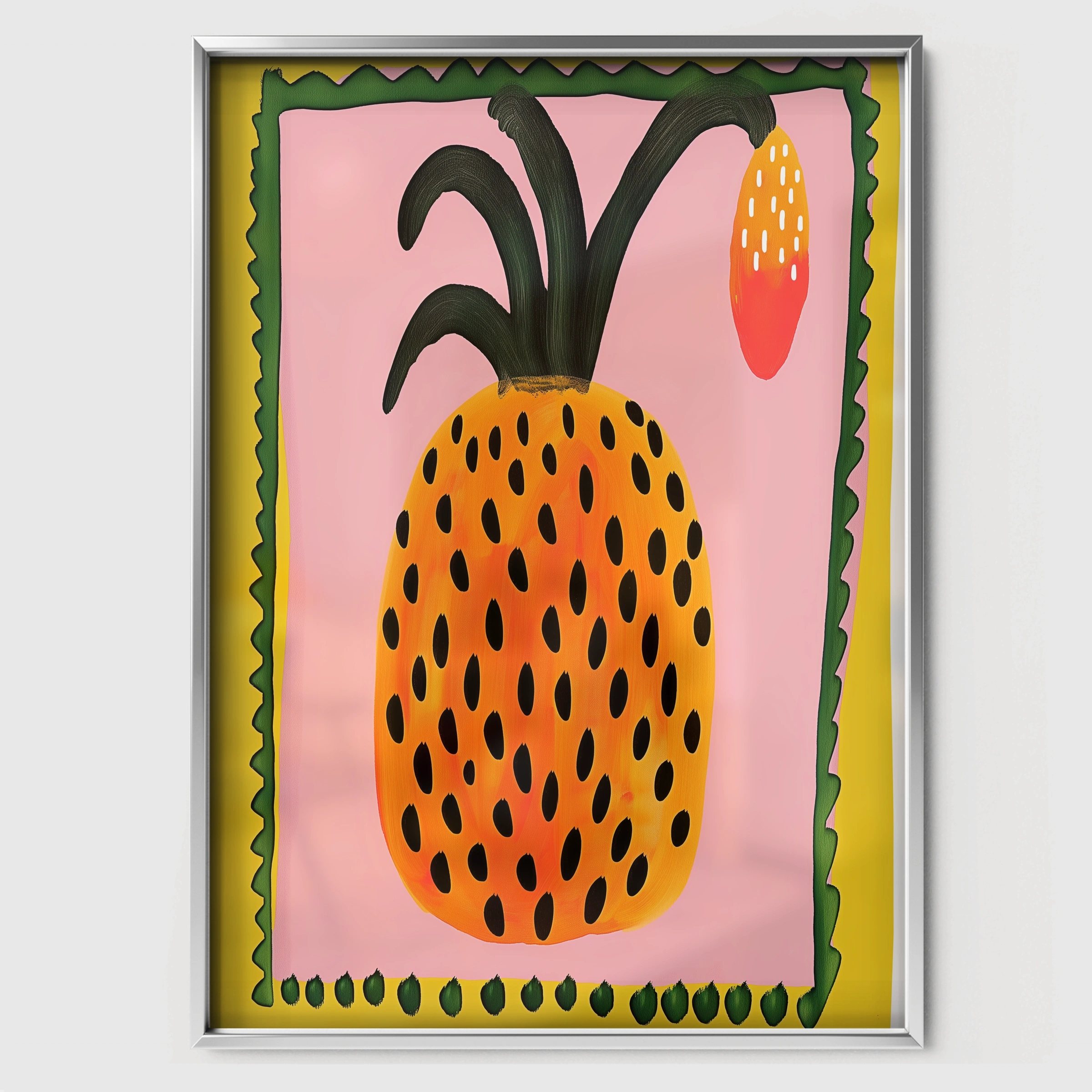 Golden Pineapple Nursery Print - white framed nursery wall art print