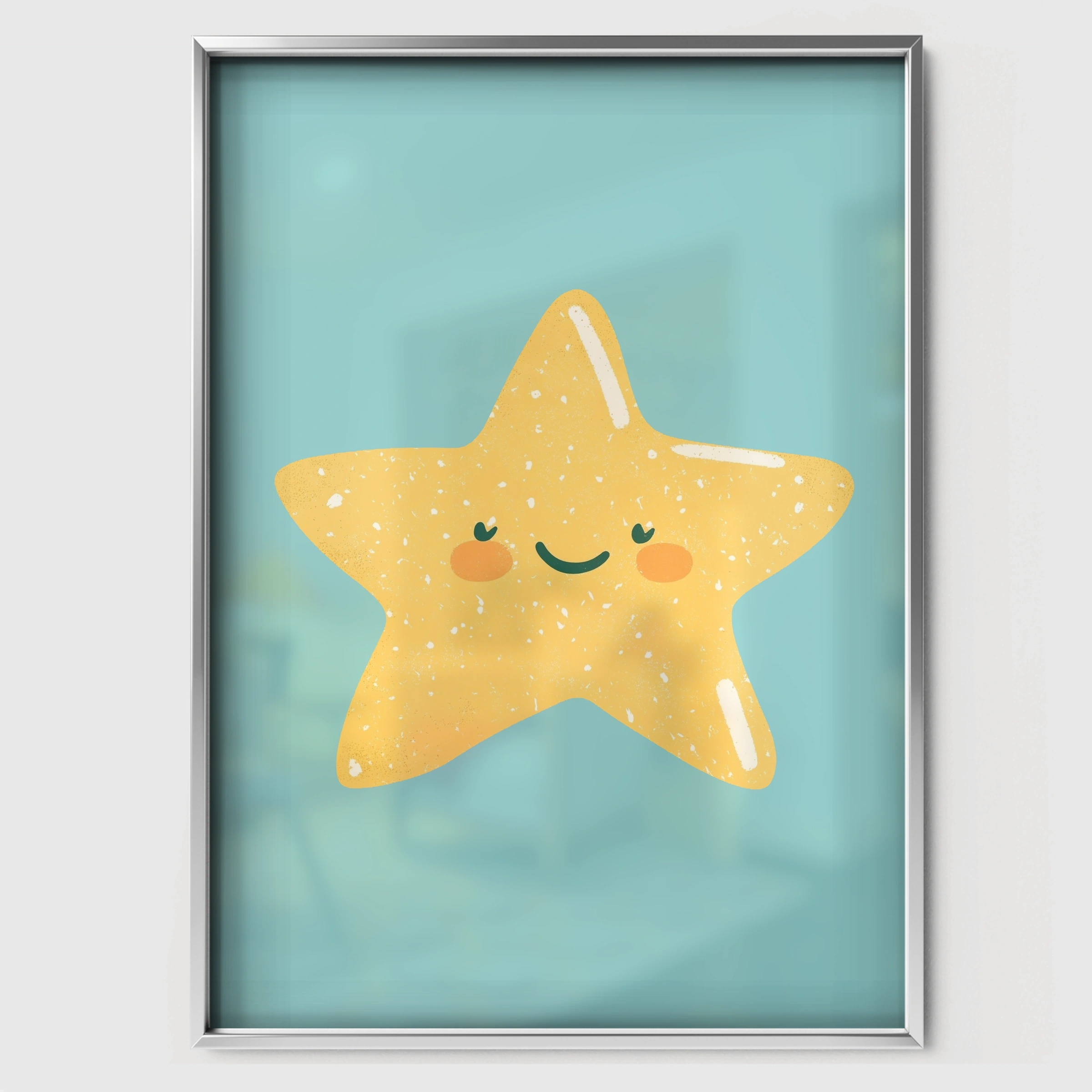 Golden Star Nursery Print - white framed nursery wall art print