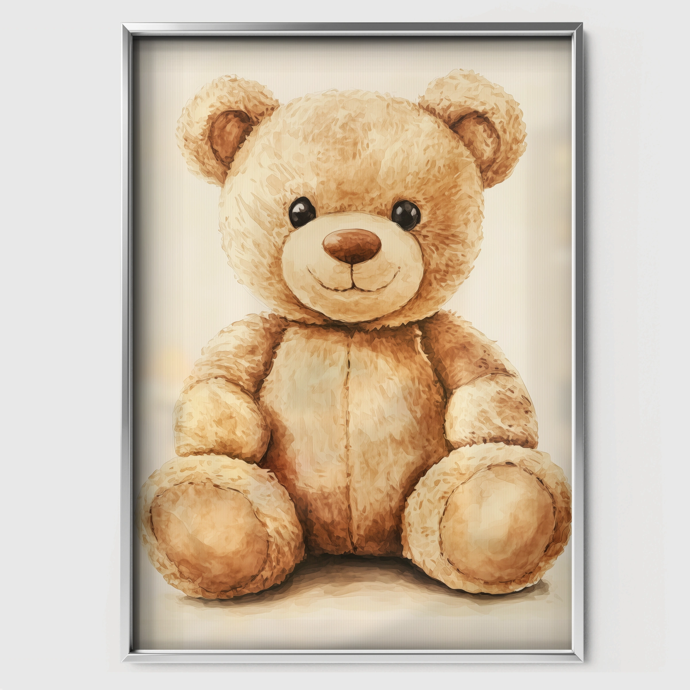 Golden Teddy Bear Nursery Print - white framed nursery wall art print
