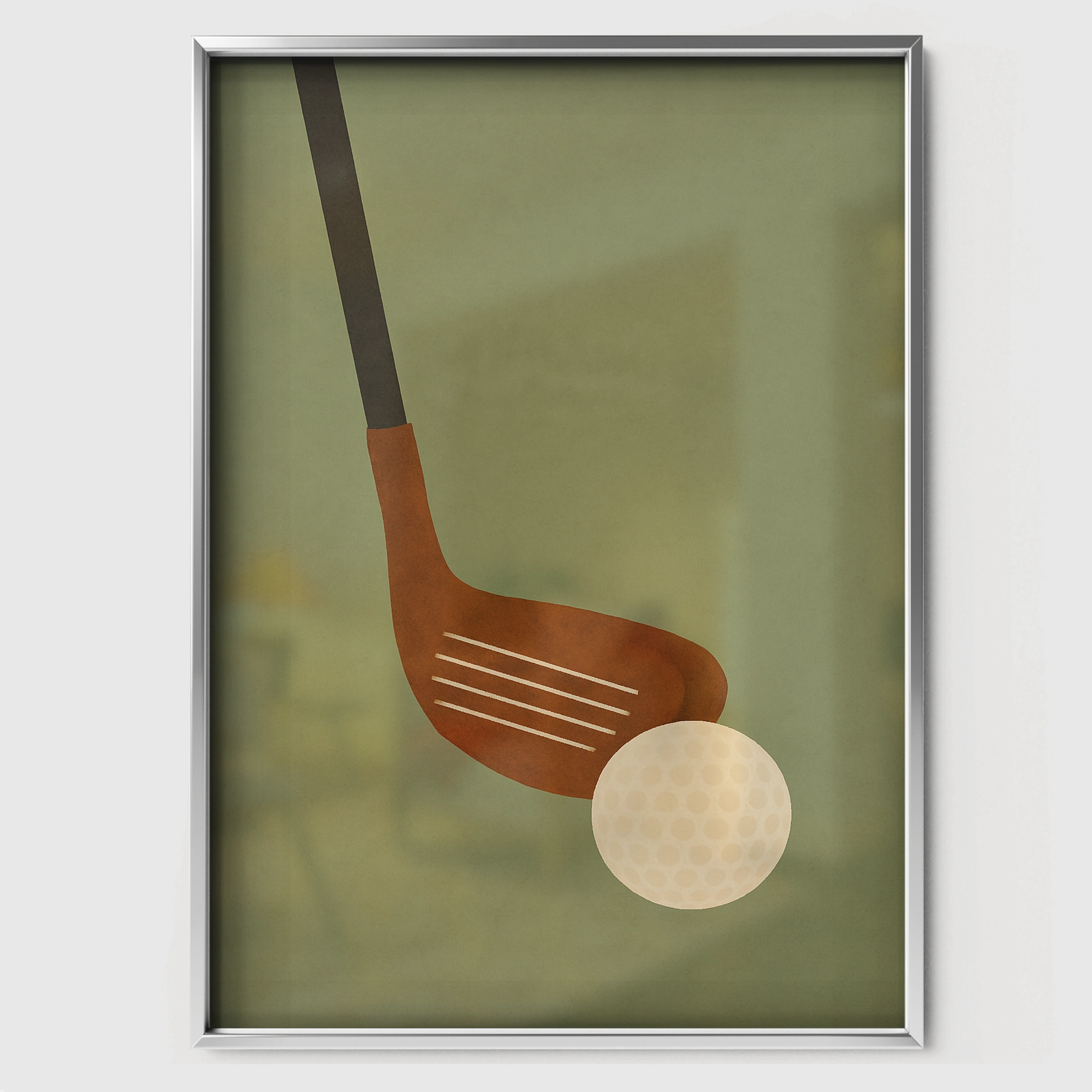 Golf Club and Ball Three Nursery Print - white framed nursery wall art print