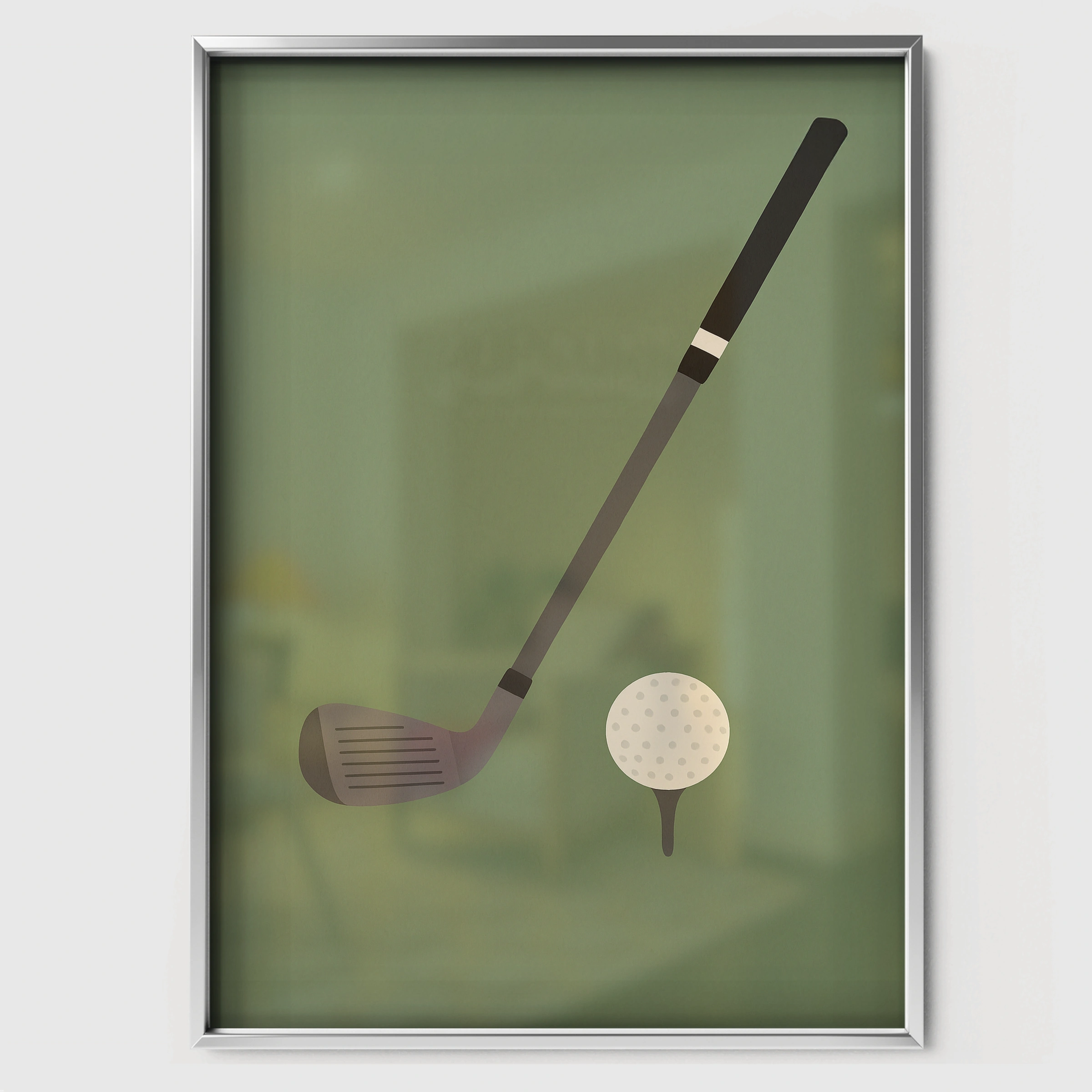 Golf Club and Ball Two Nursery Print - white framed nursery wall art print