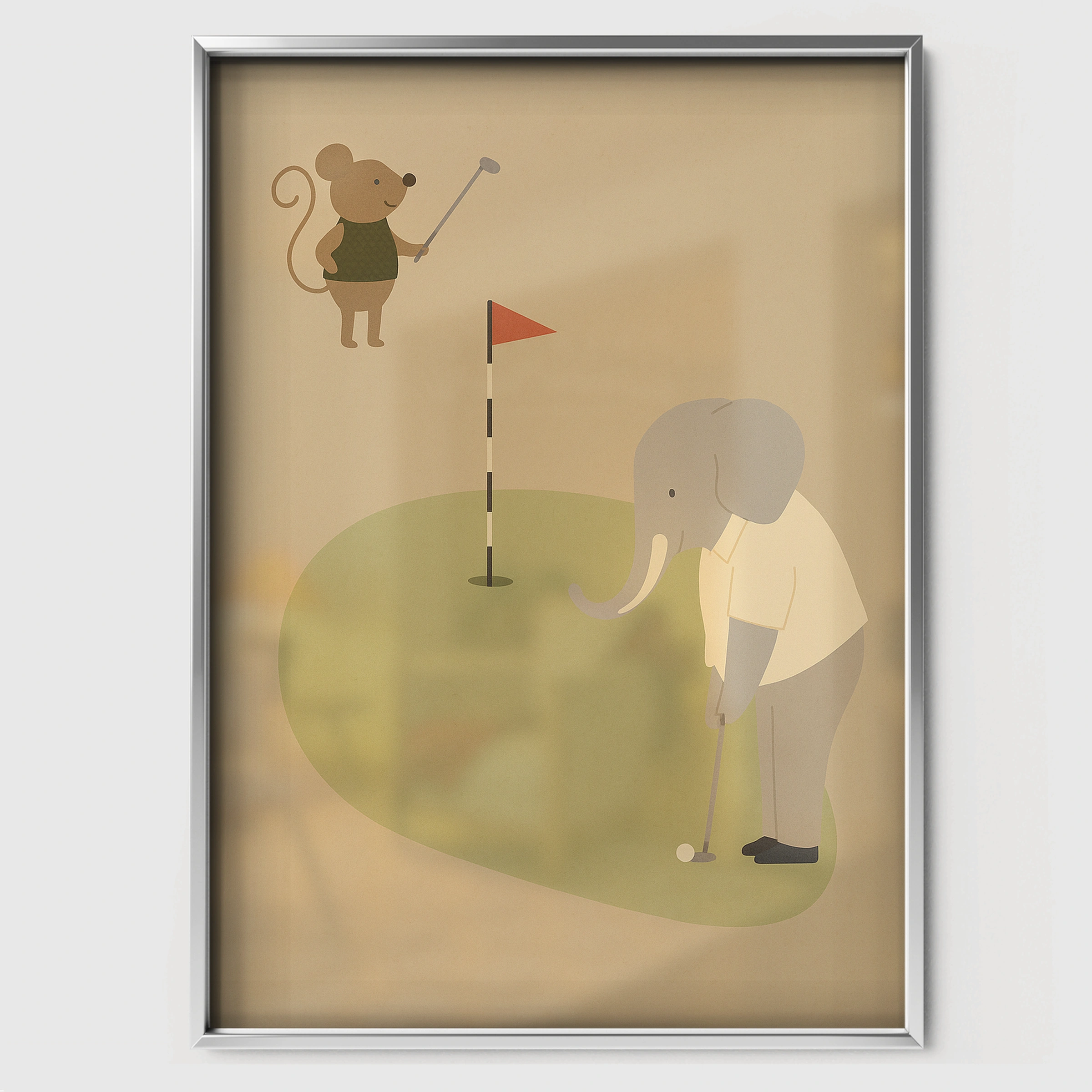 Golfing Friends Nursery Print - white framed nursery wall art print