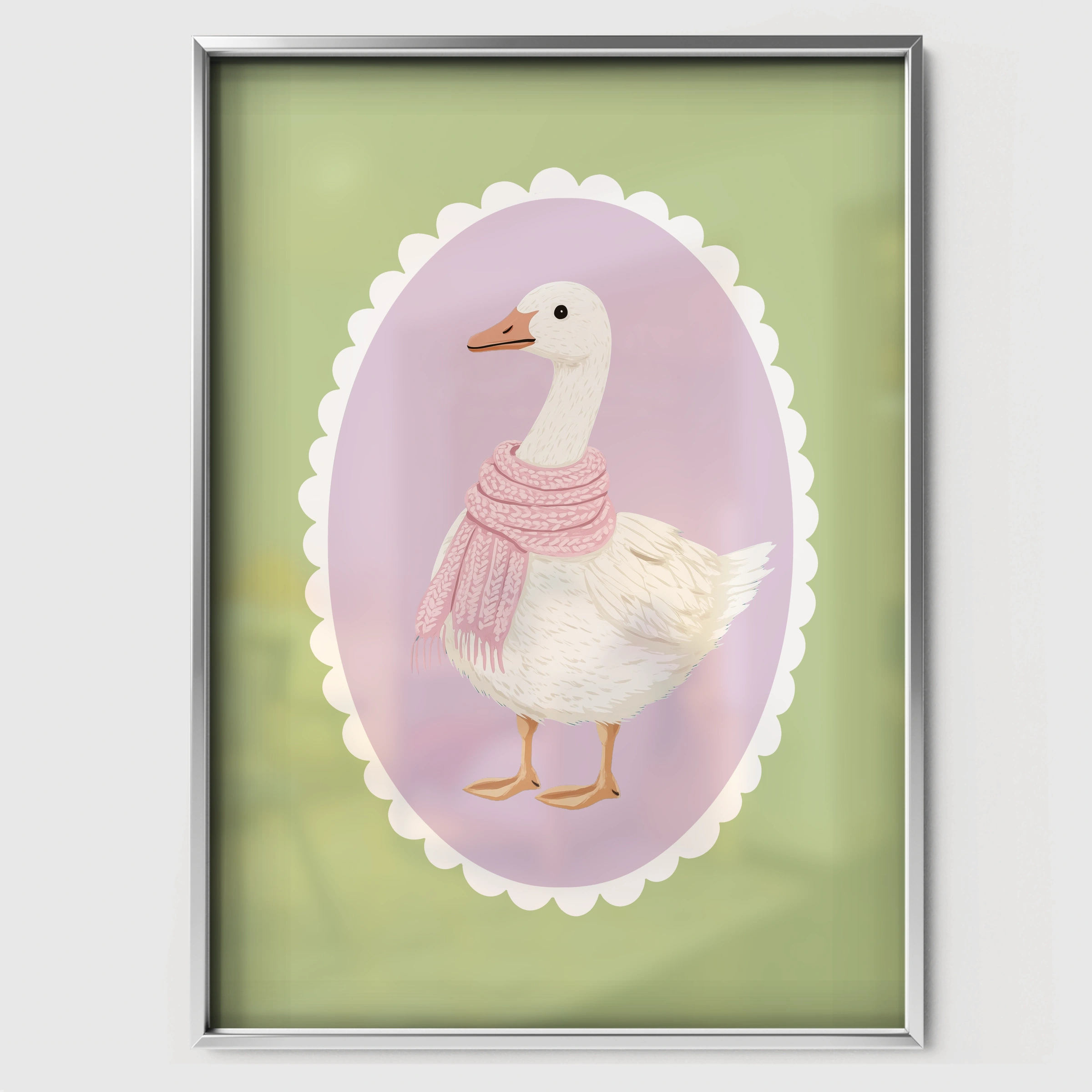 Goose Cameo Nursery Print - white framed nursery wall art print
