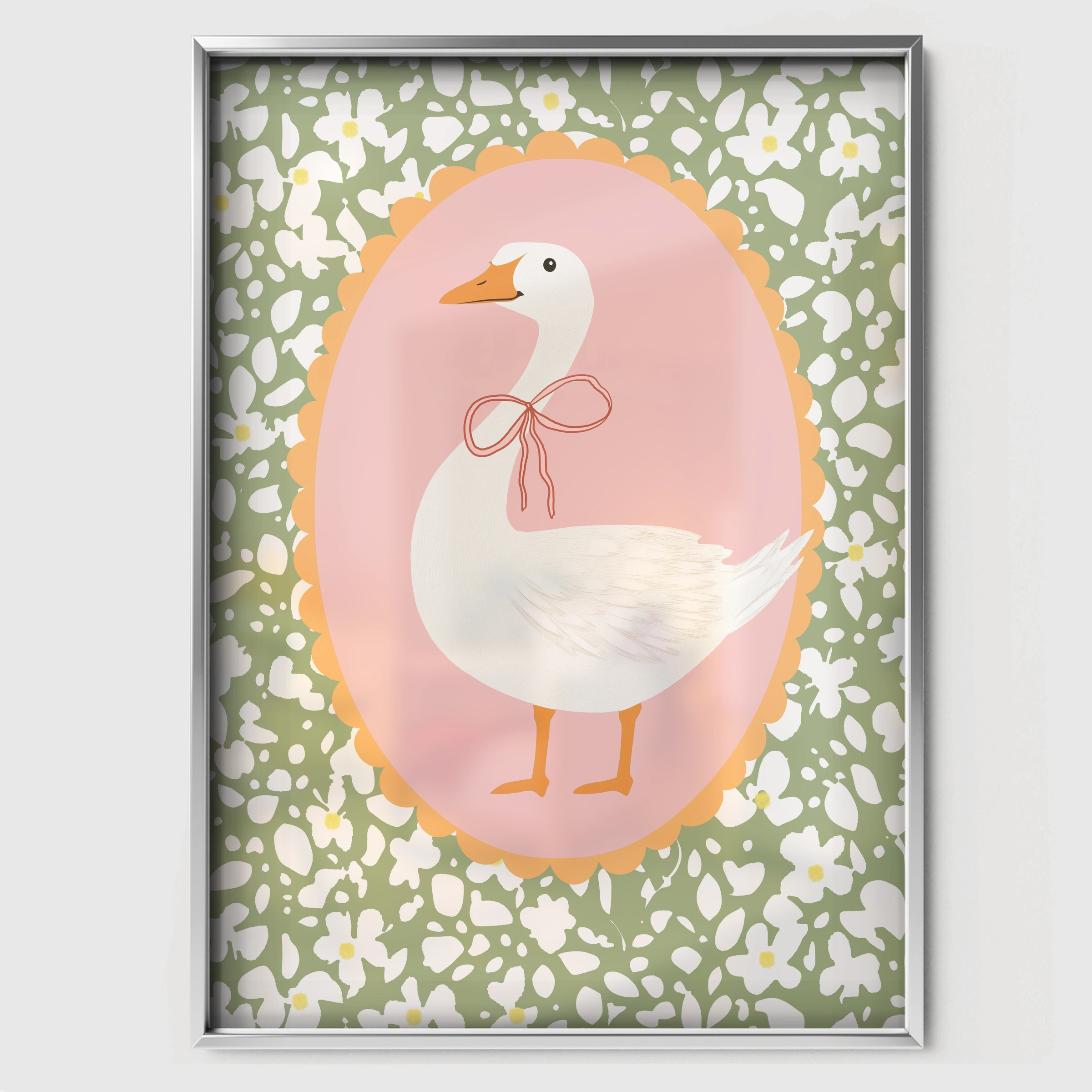 Goose Cameo Two Nursery Print - white framed nursery wall art print