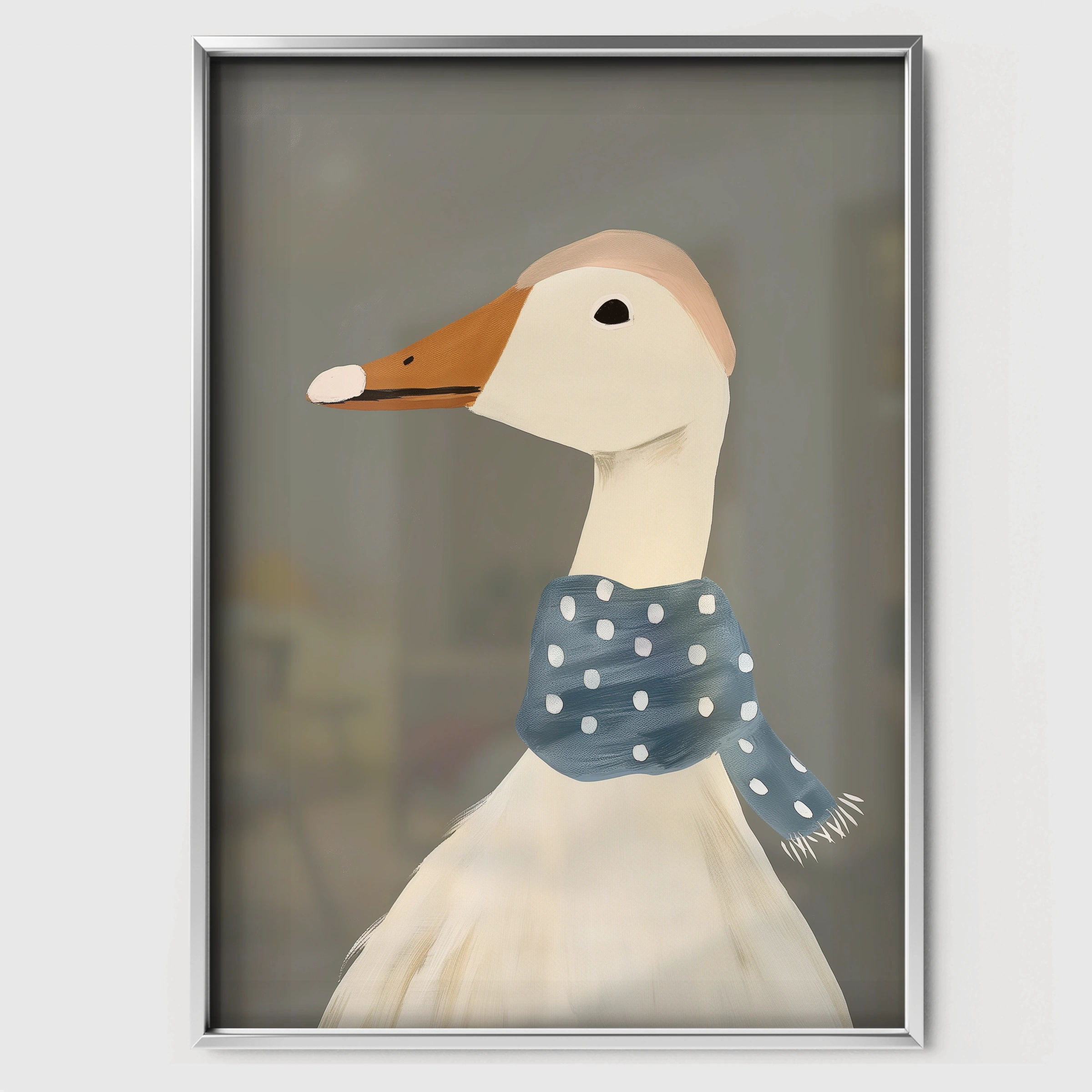 Goose in a Scarf Nursery Print - white framed nursery wall art print