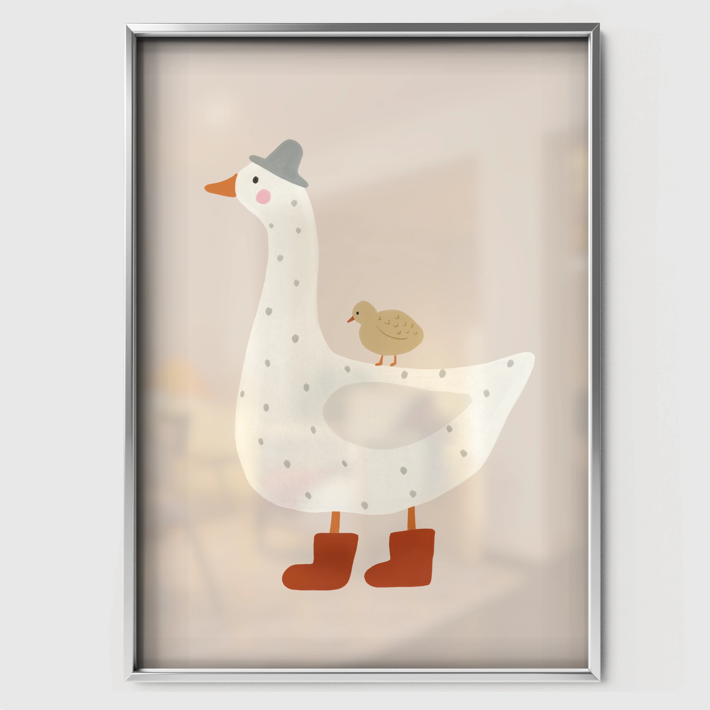 Goose in Boots Nursery Print - white framed nursery wall art print