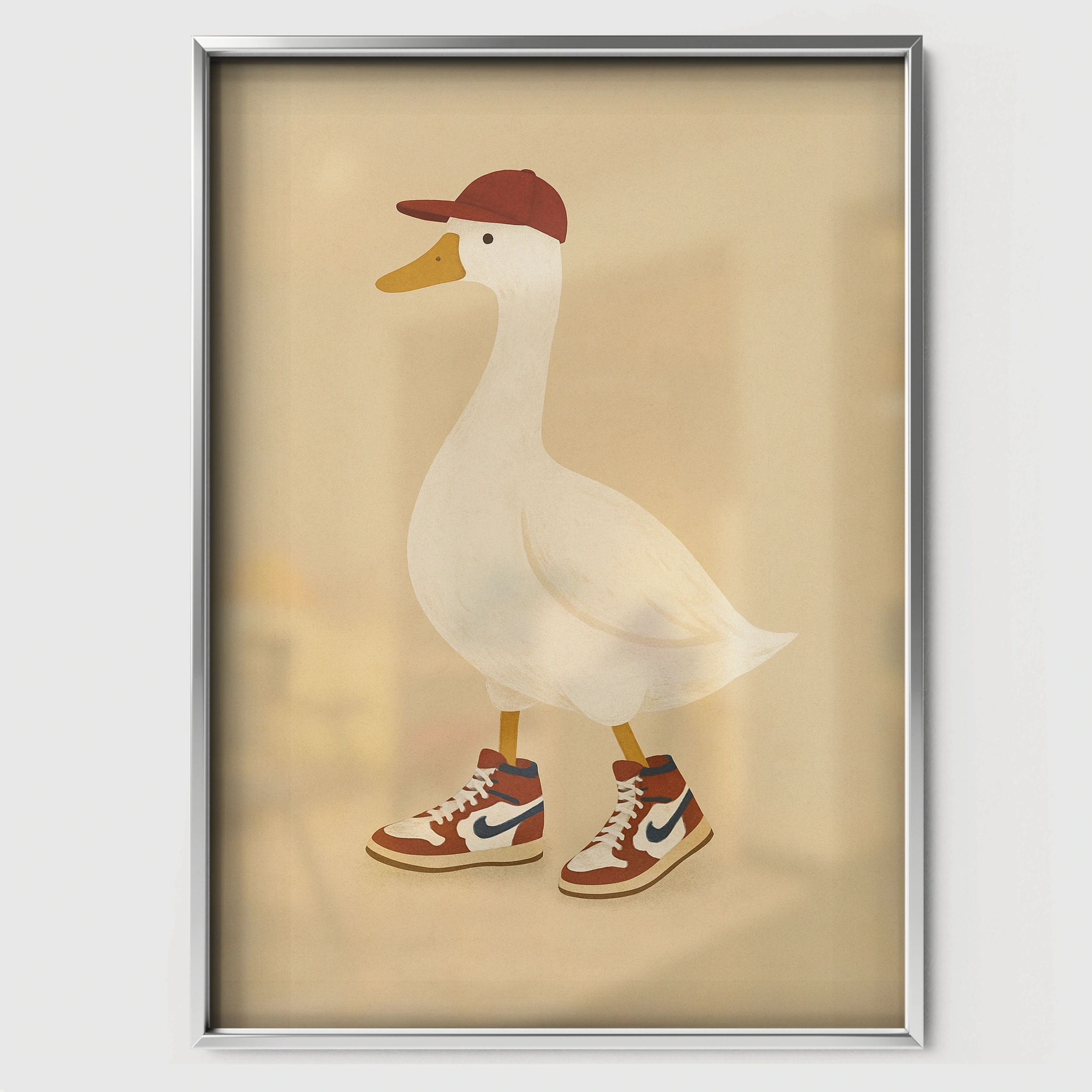 Goose in Sneakers Two Nursery Print - white framed nursery wall art print