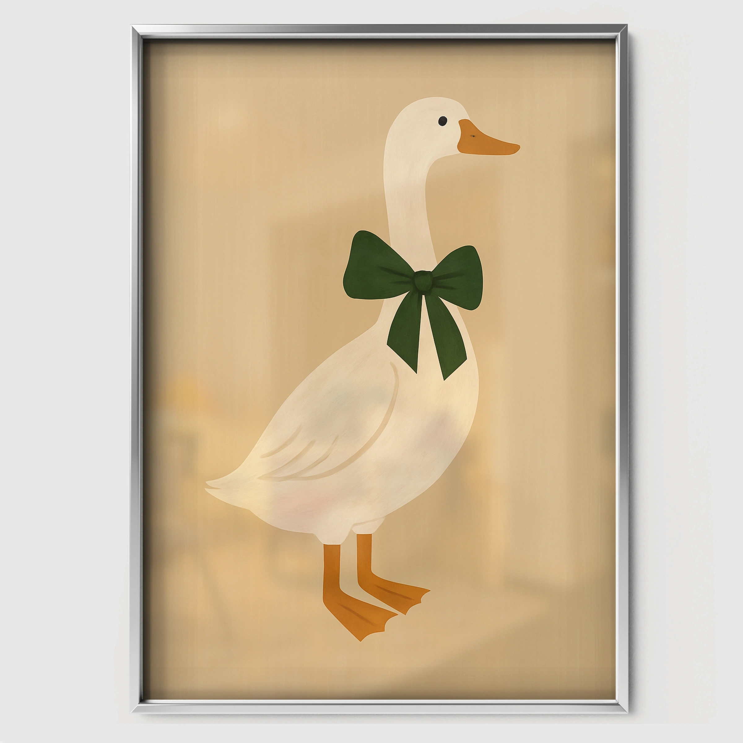 Goose with a Bow Nursery Print - white framed nursery wall art print