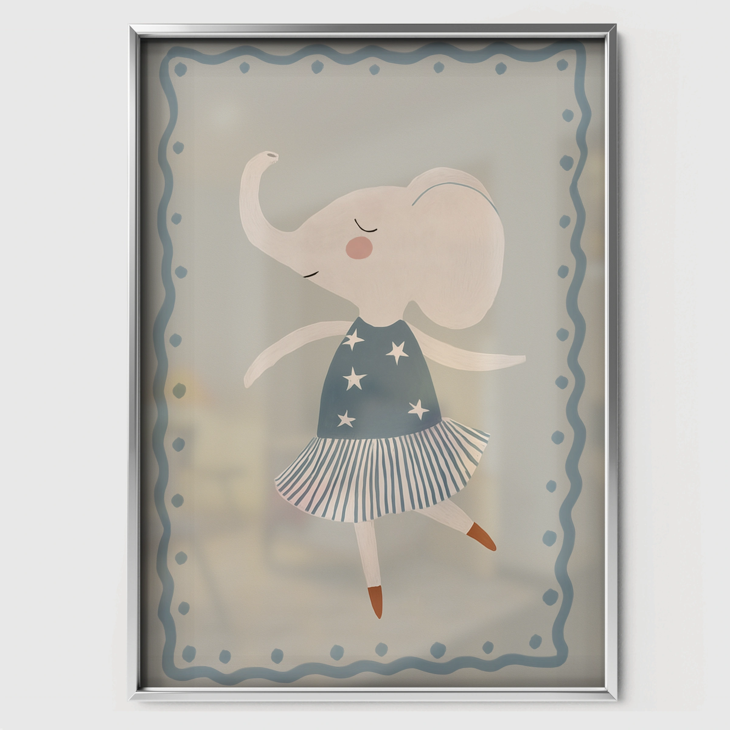 Grey Hare Nursery Print - white framed nursery wall art print