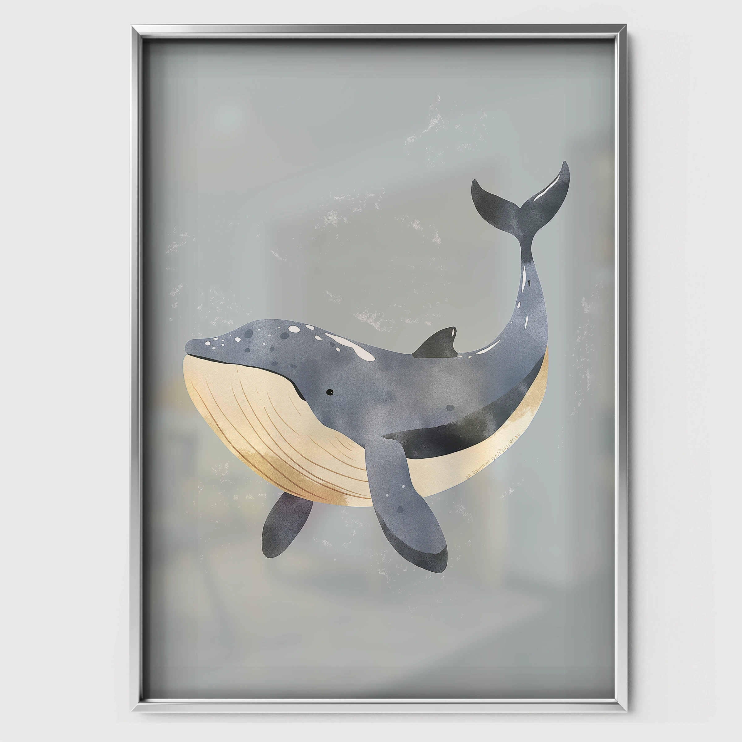Grey Whale Nursery Print - white framed nursery wall art print