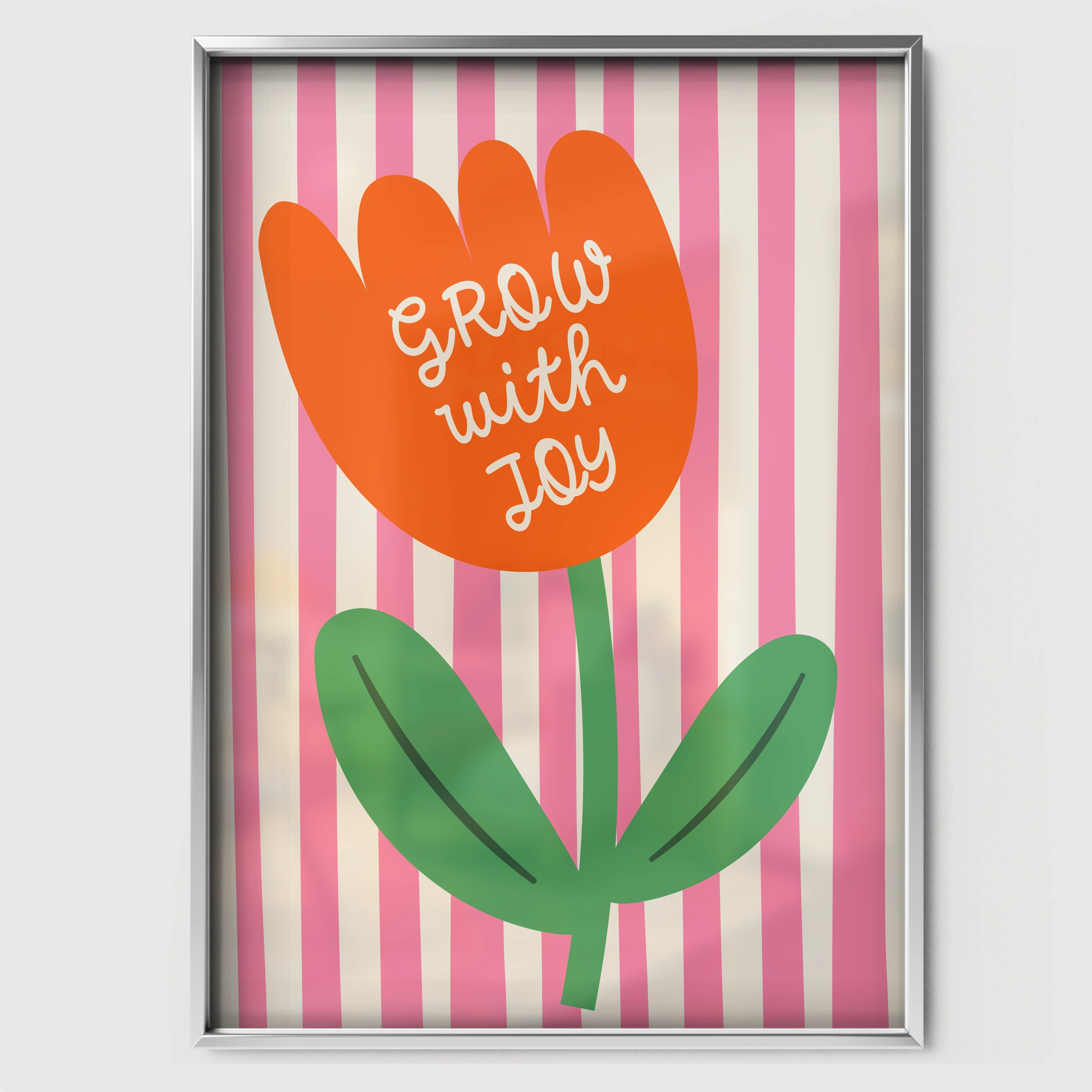 Grow With Joy Nursery Print - white framed nursery wall art print