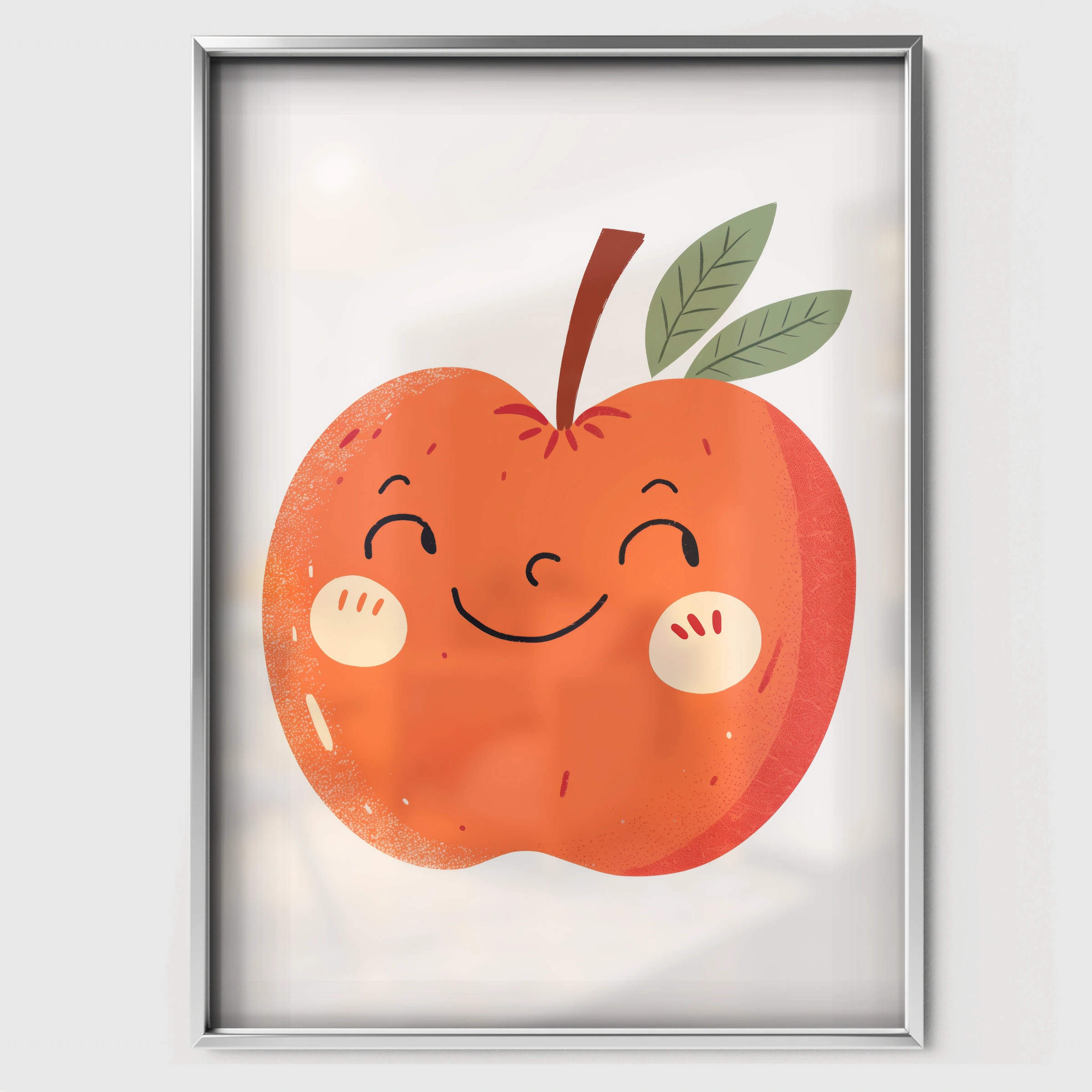 Happy Apple Nursery Print - white framed nursery wall art print