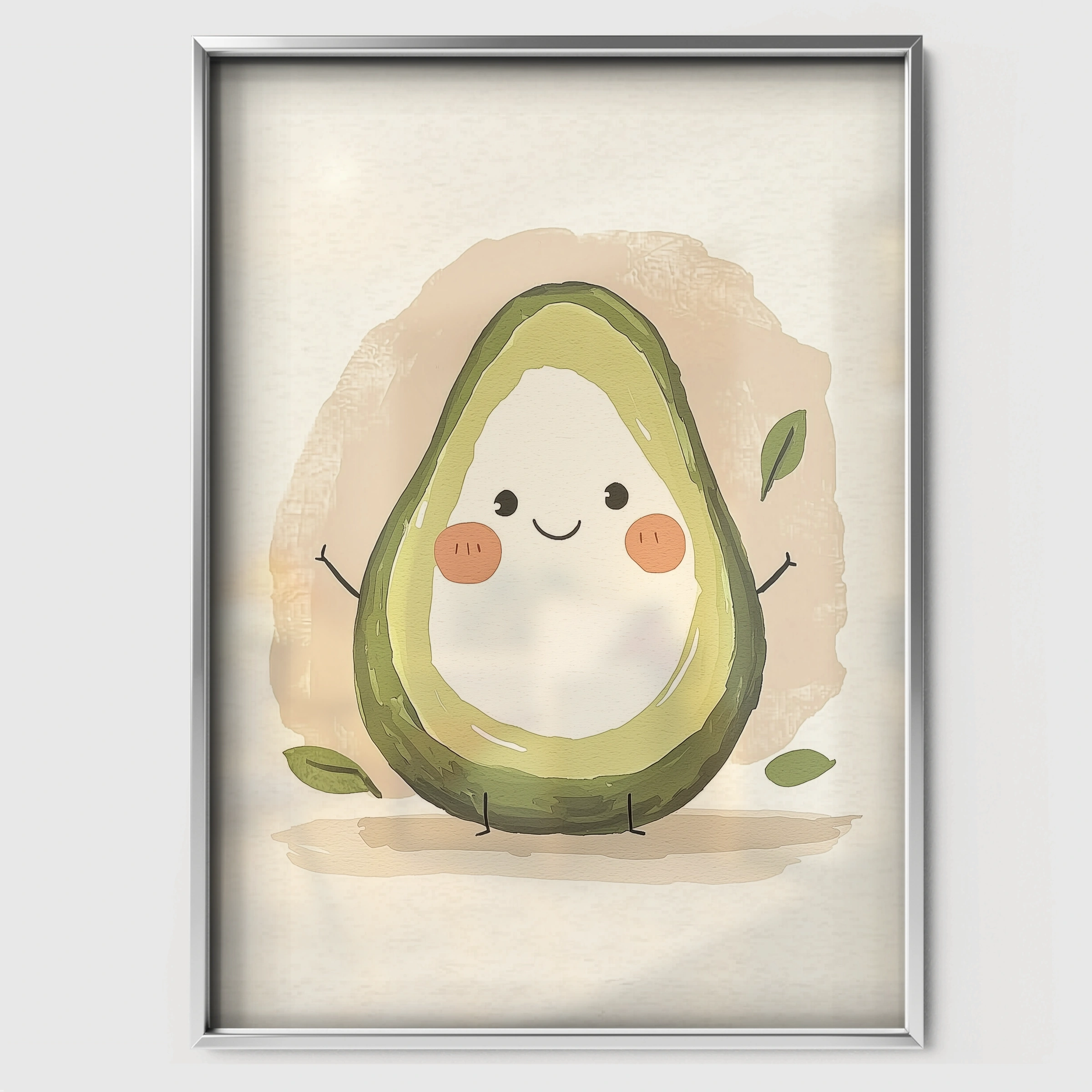 Happy Avocado Nursery Print - white framed nursery wall art print