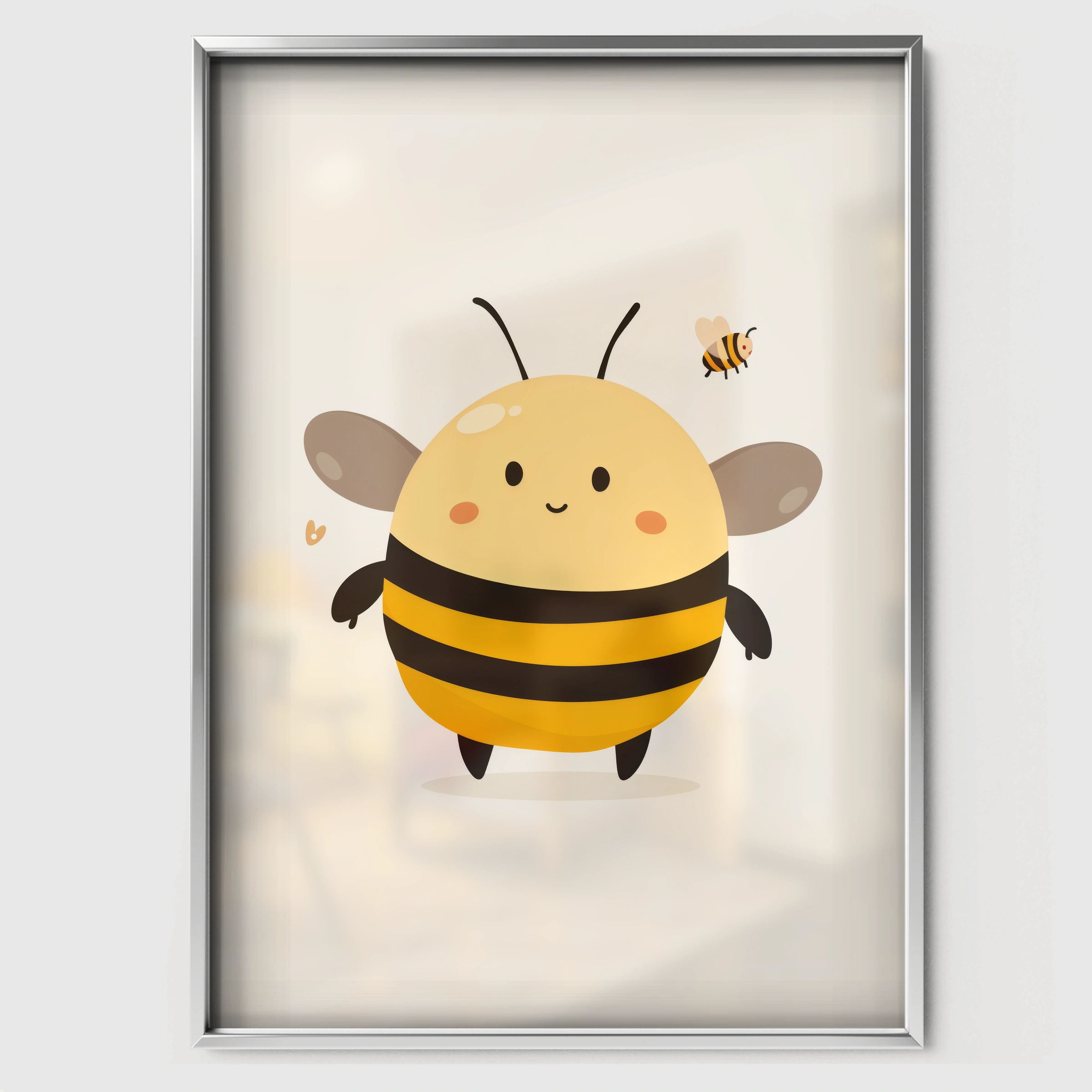 Happy Bee Nursery Print - white framed nursery wall art print