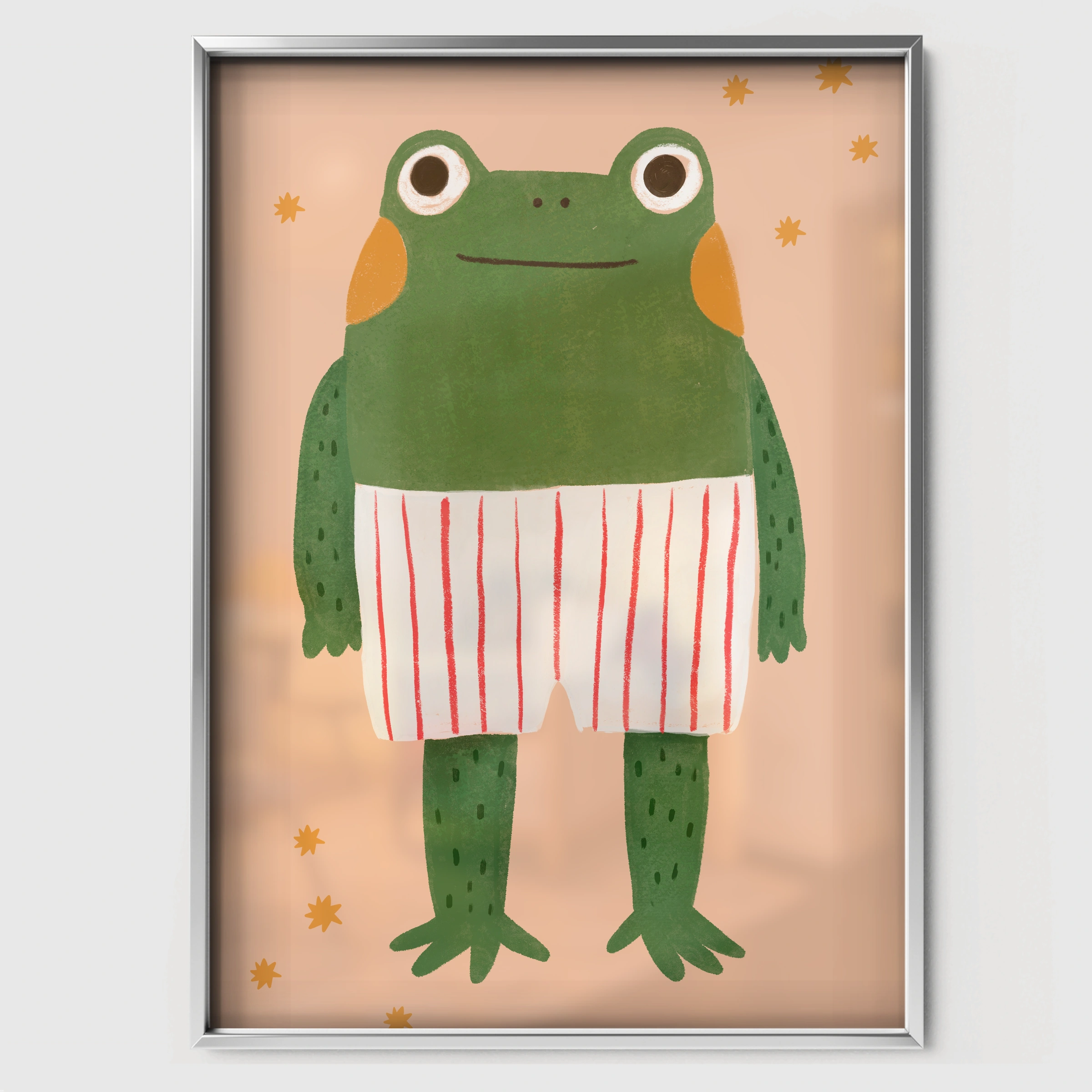 Happy Frog Nursery Print - white framed nursery wall art print