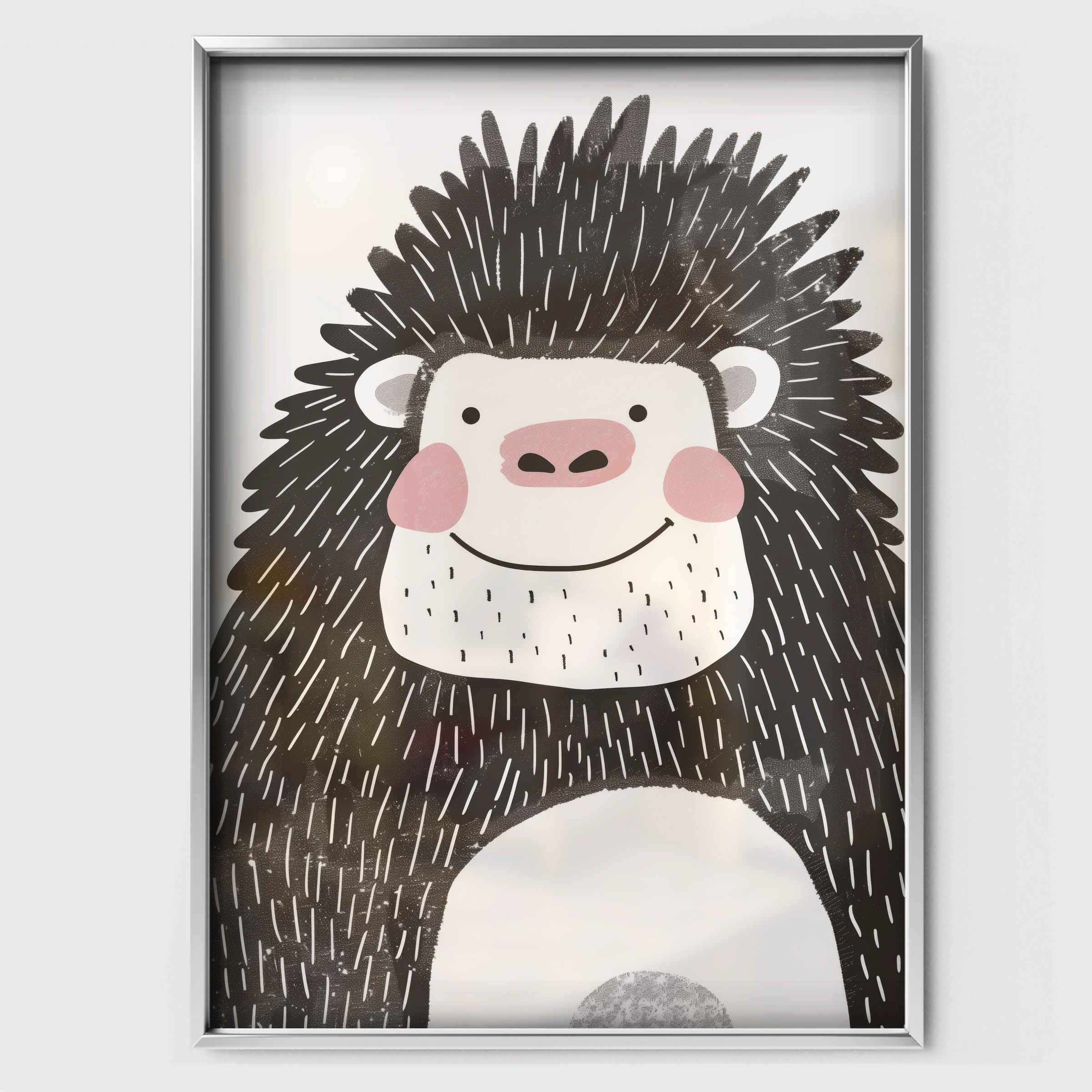 Happy Gorilla Nursery Print - white framed nursery wall art print