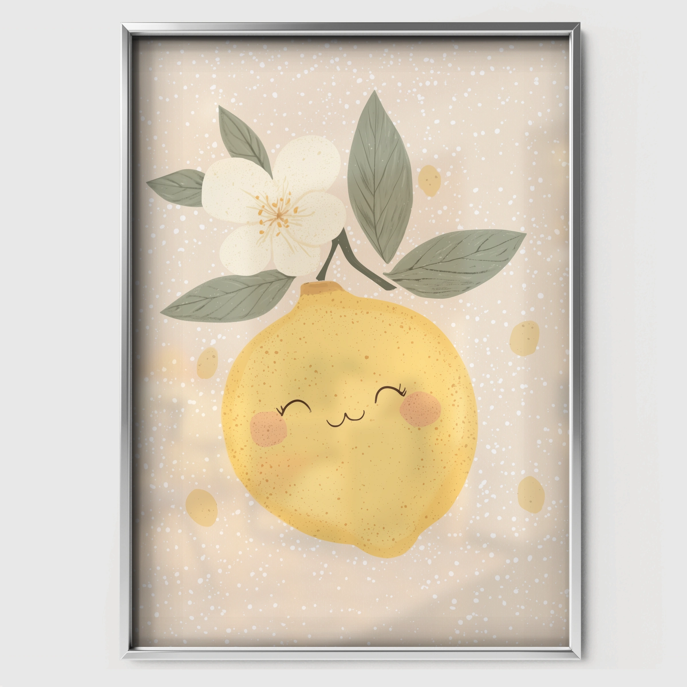 Happy Lemon Nursery Print - white framed nursery wall art print