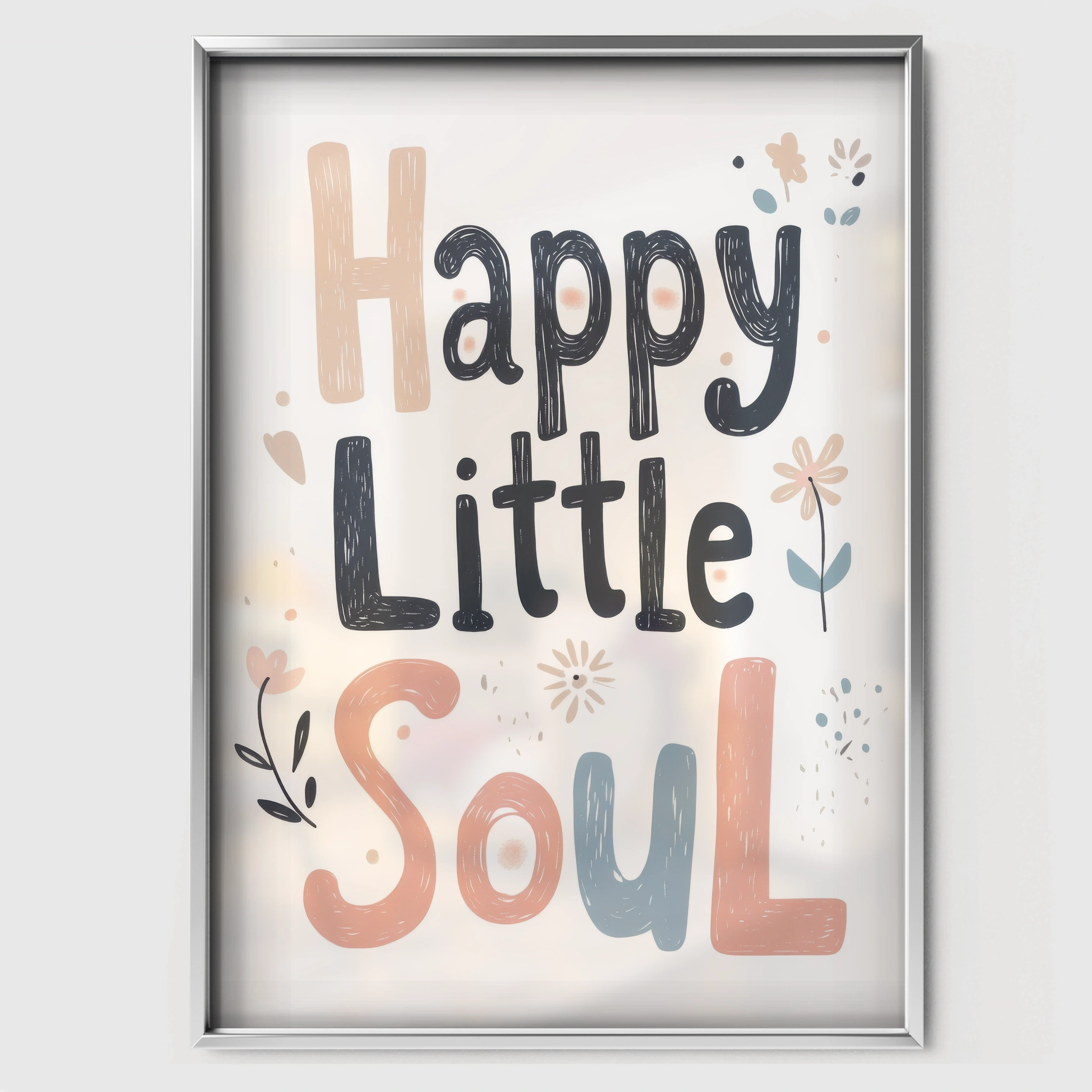 Happy Little Soul Nursery Print - white framed nursery wall art print