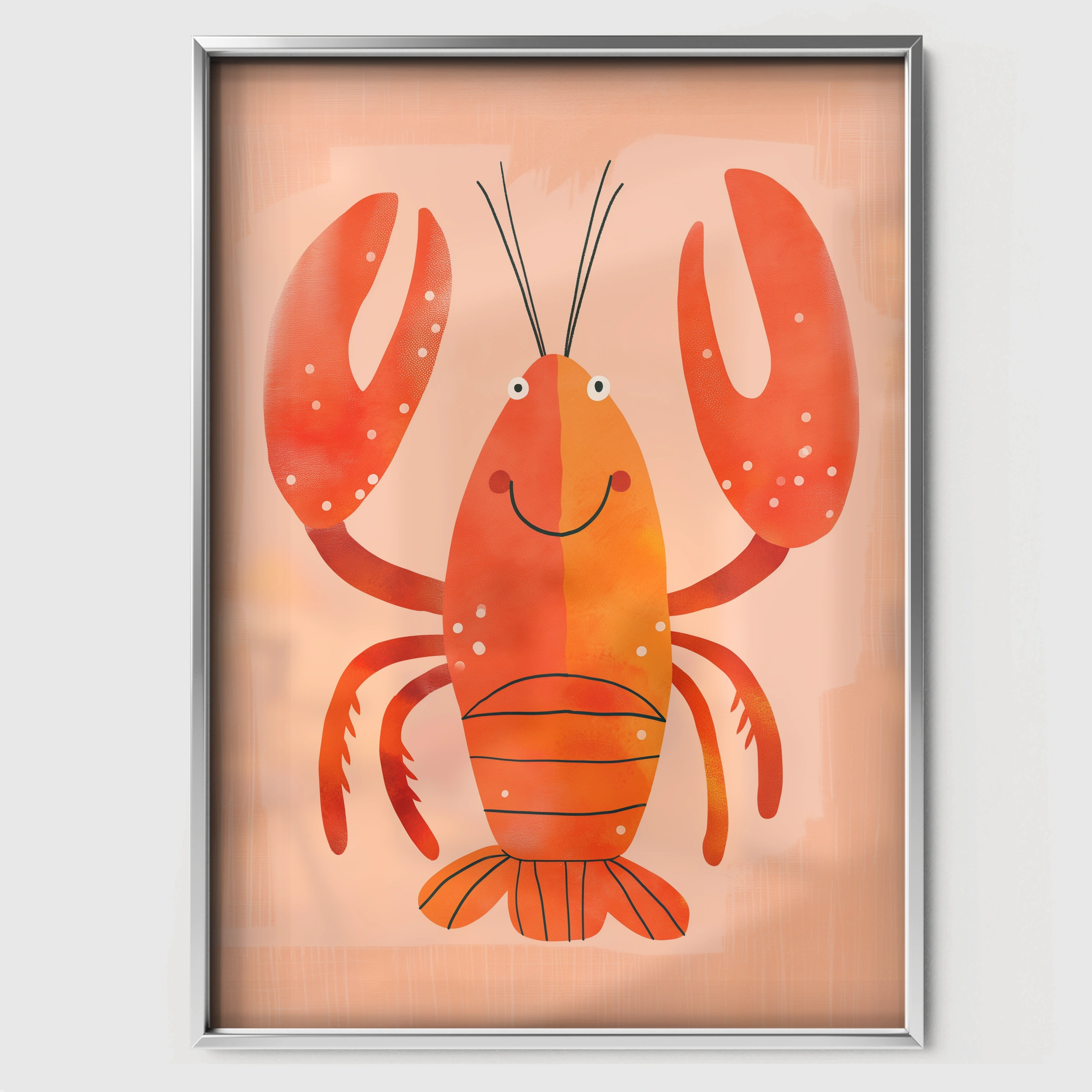 Happy Lobster Nursery Print - white framed nursery wall art print