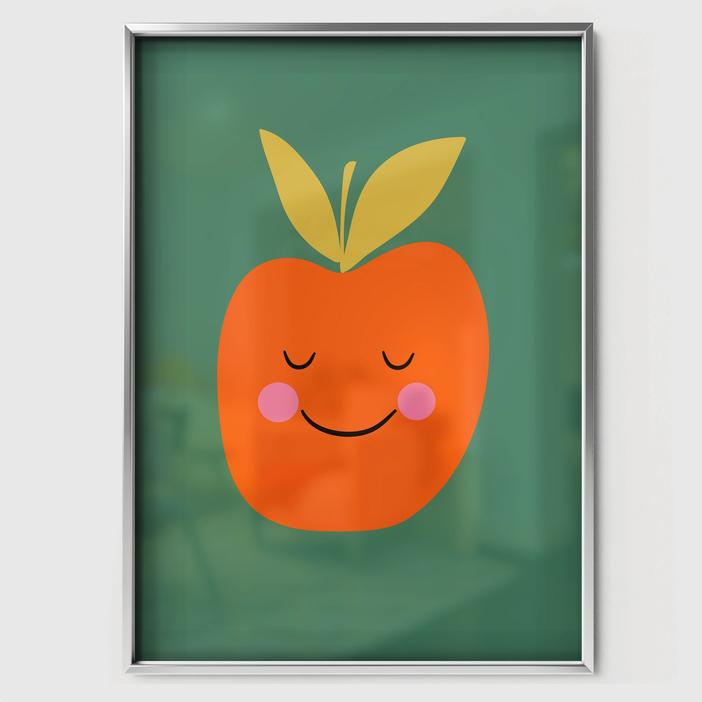 Happy Orange Nursery Print - white framed nursery wall art print