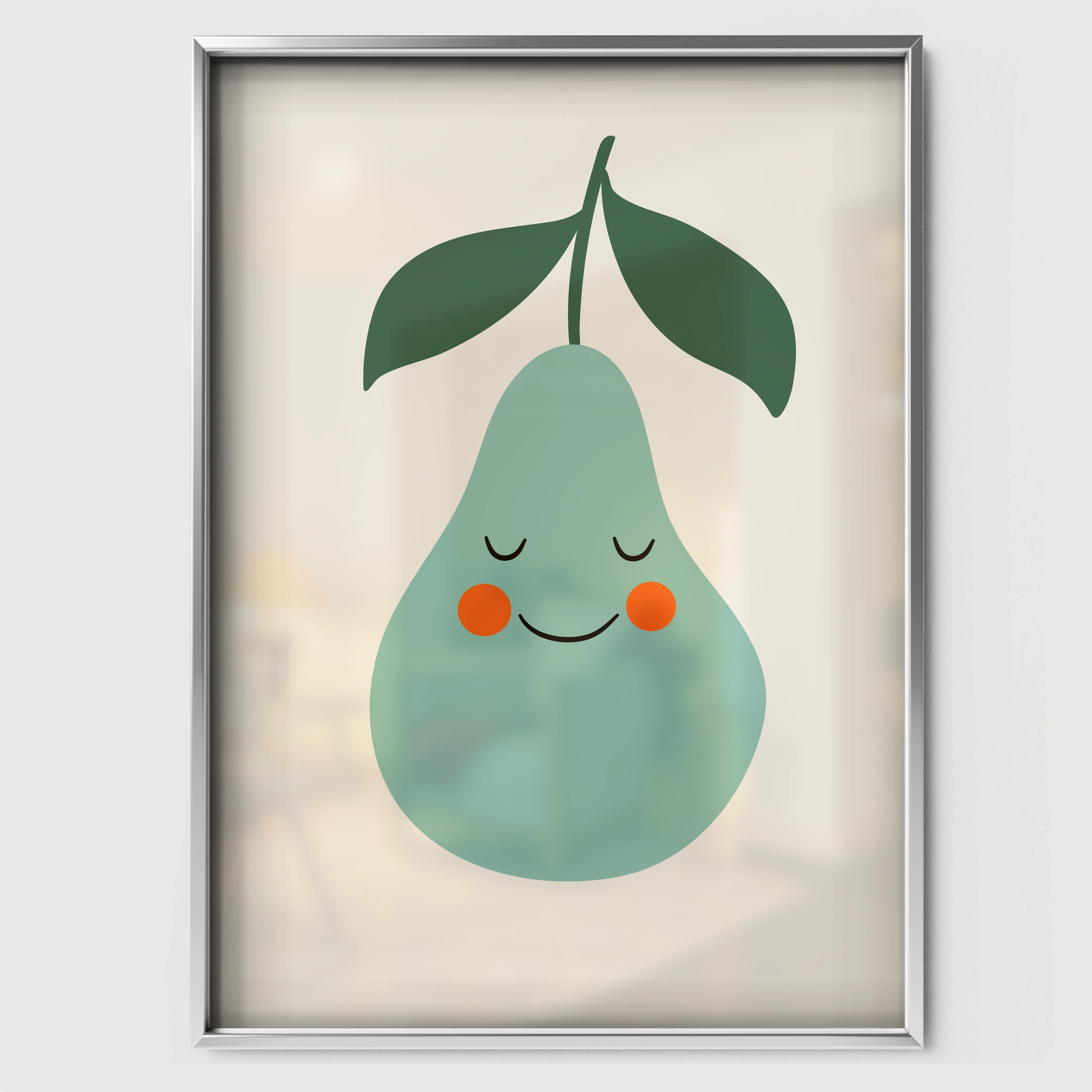 Happy Pear Nursery Print - white framed nursery wall art print