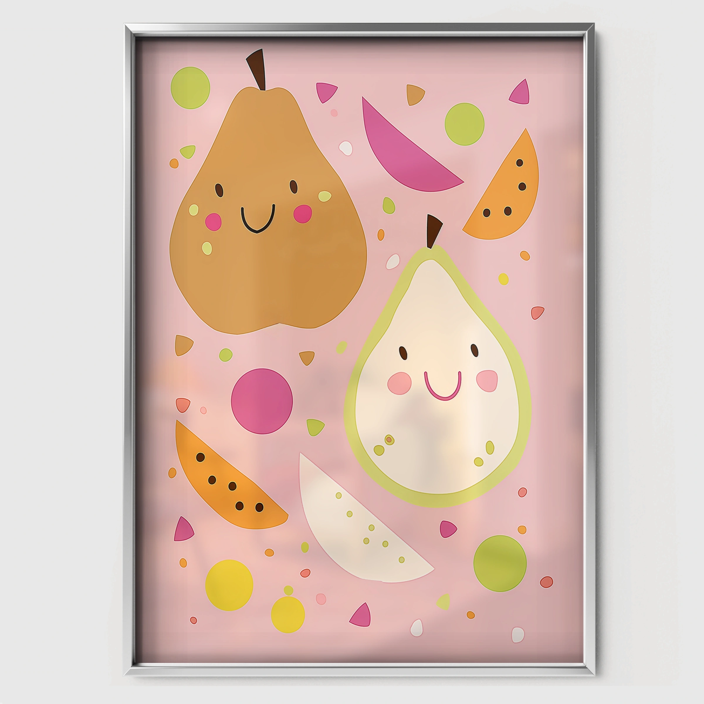 Happy Pears Nursery Print - white framed nursery wall art print