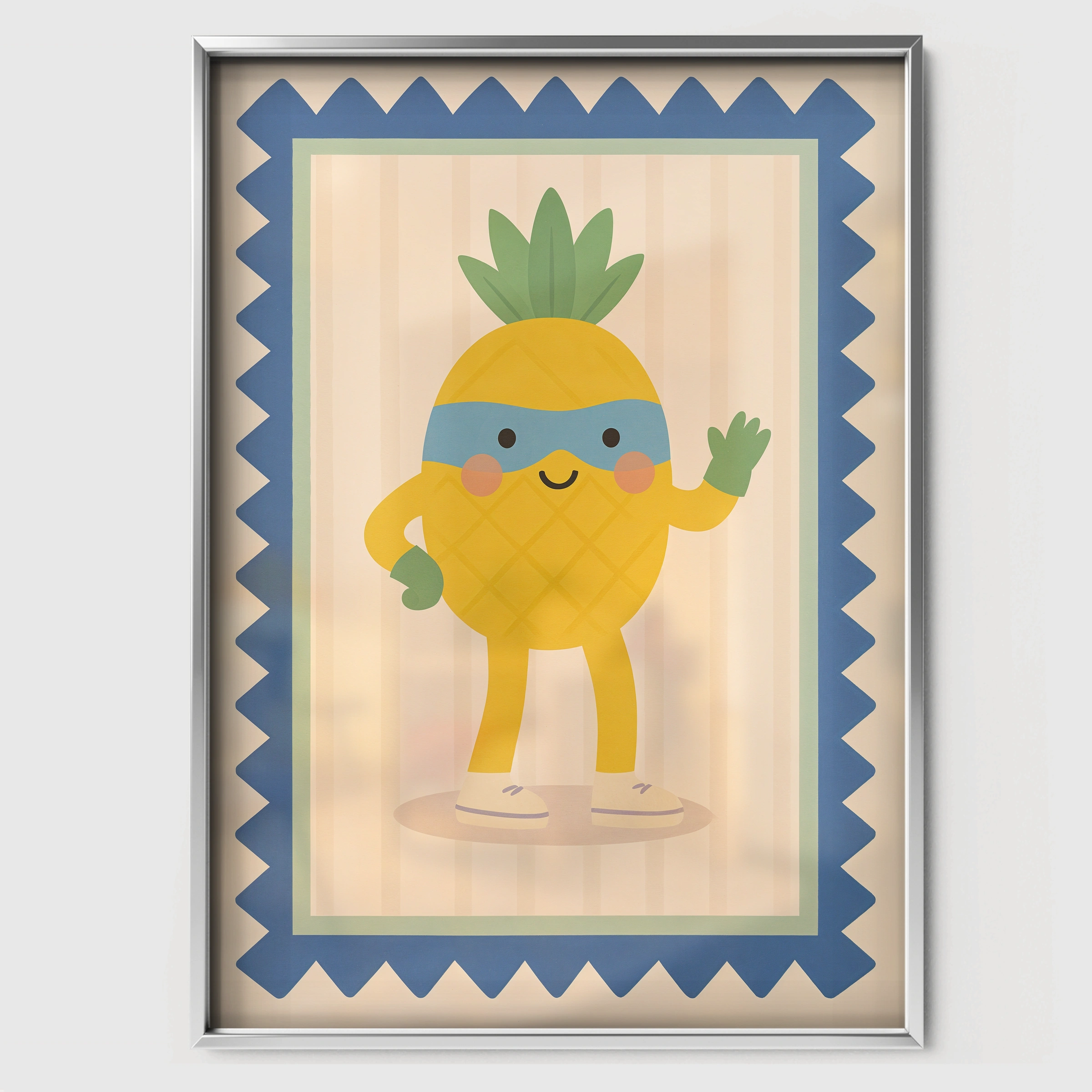 Happy Pineapple Nursery Print - white framed nursery wall art print