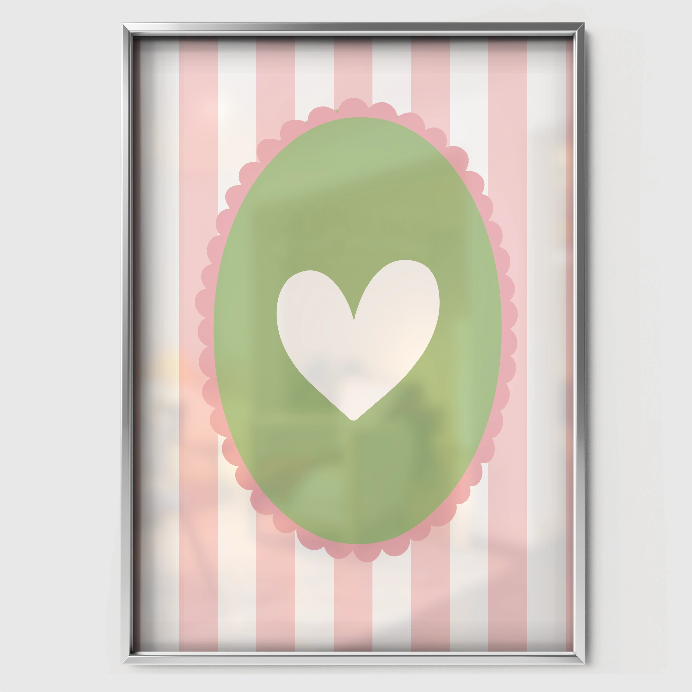 Heart Cameo Nursery Print - white framed nursery wall art print