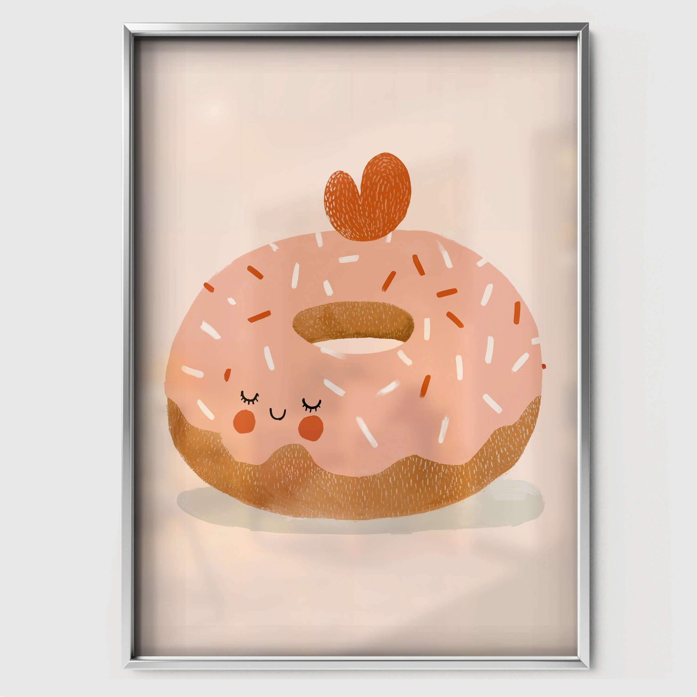 Heart Donut Nursery Print - white framed nursery wall art print