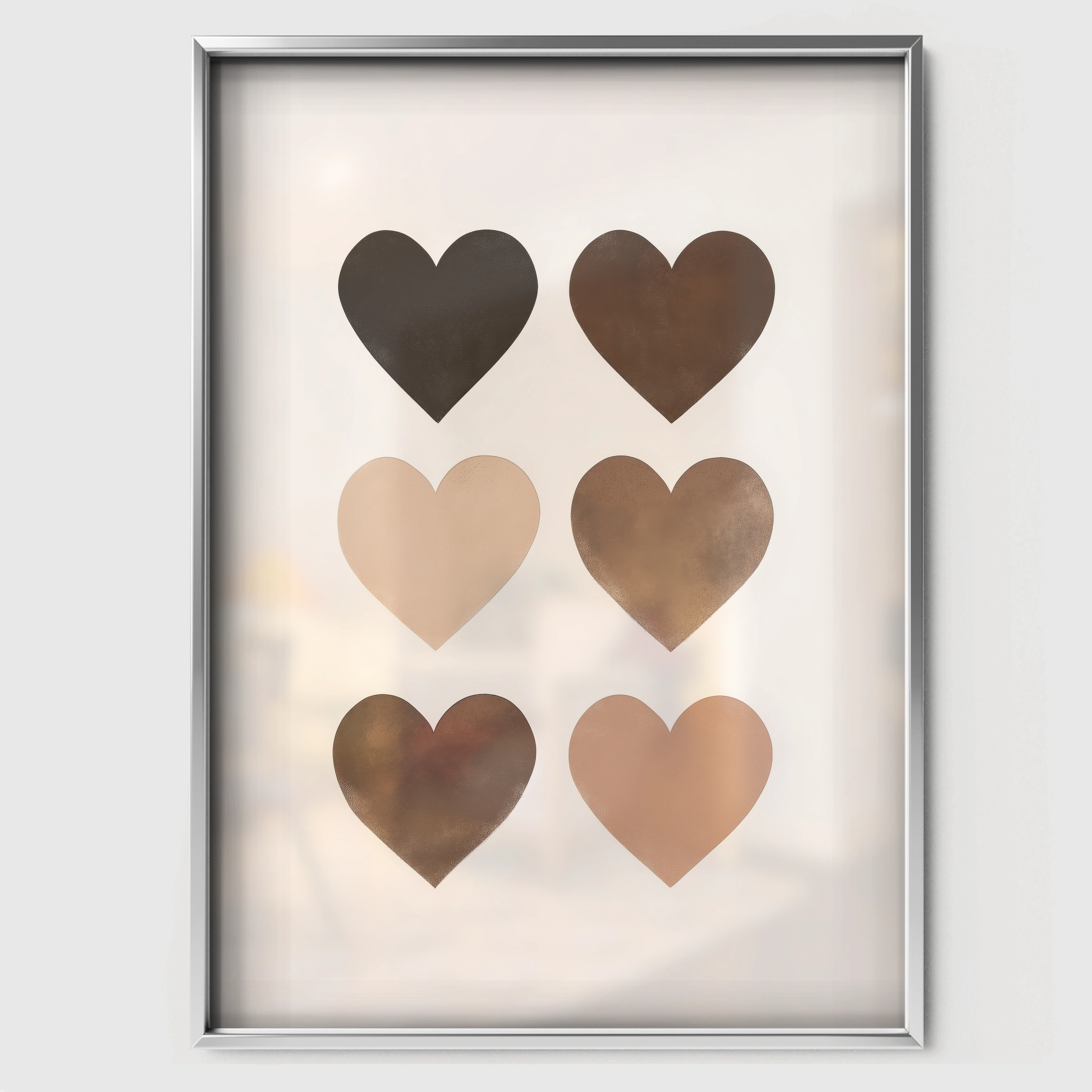Hearts Grid Nursery Print - white framed nursery wall art print