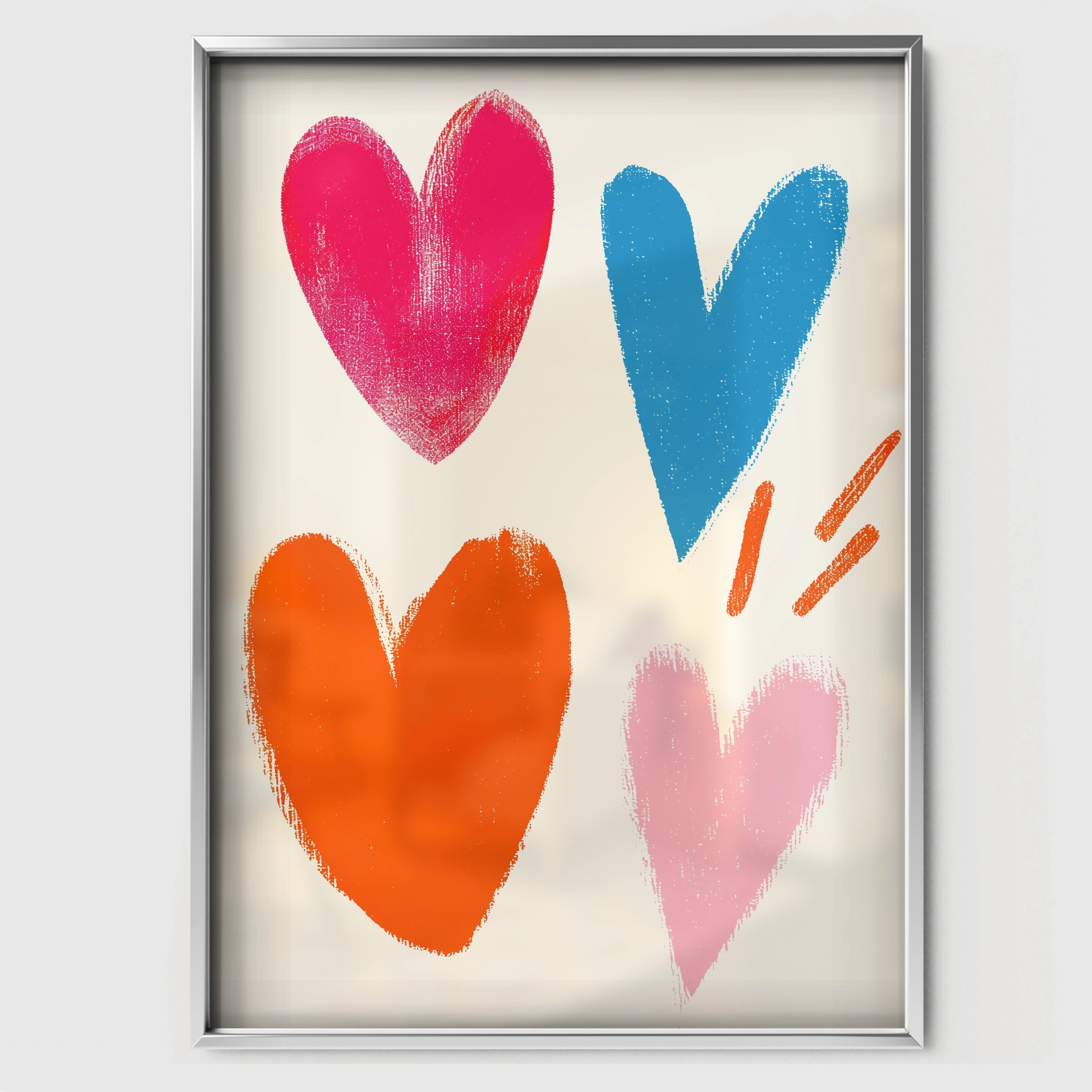 Hearts Nursery Print - white framed nursery wall art print