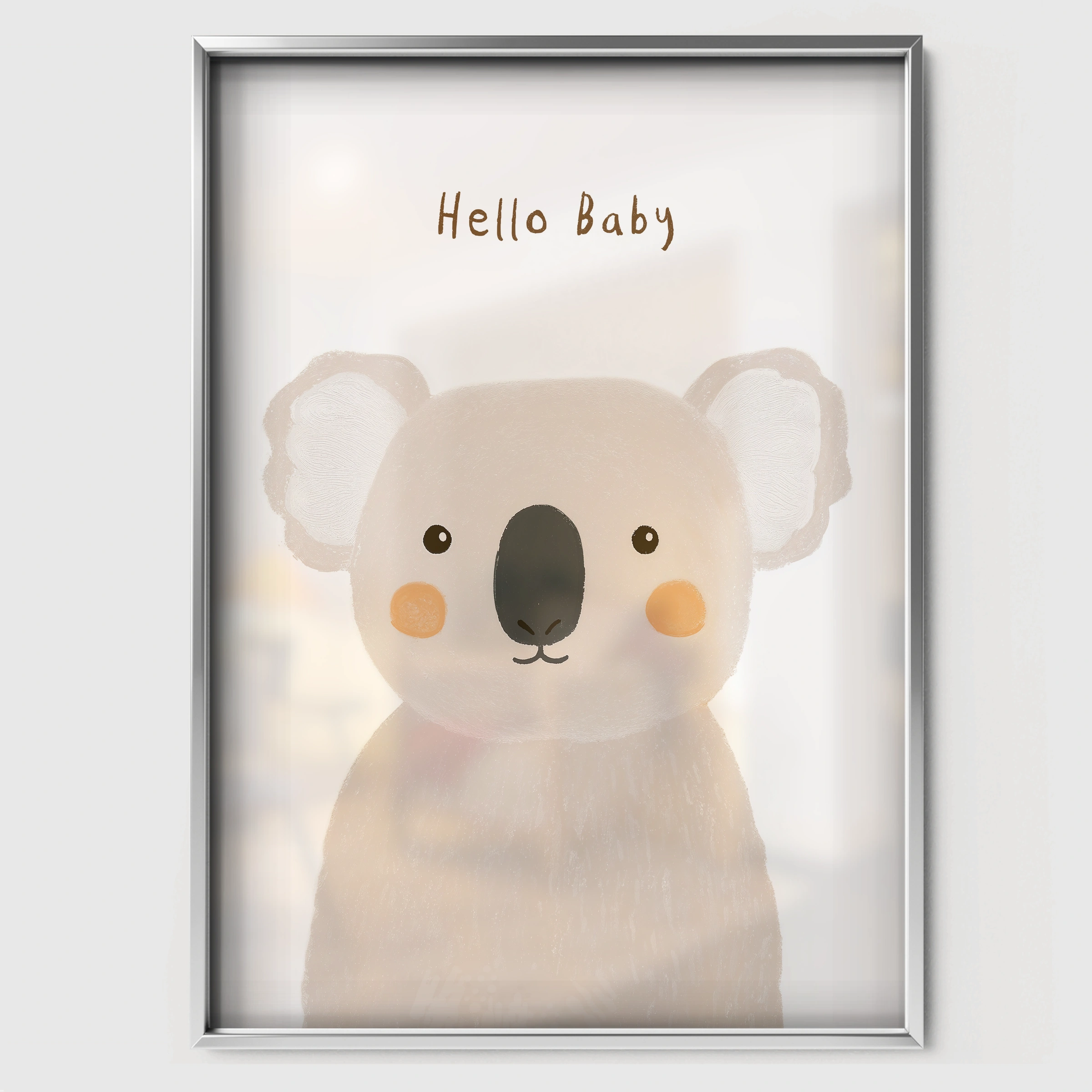 Hello Baby Koala Nursery Print - white framed nursery wall art print