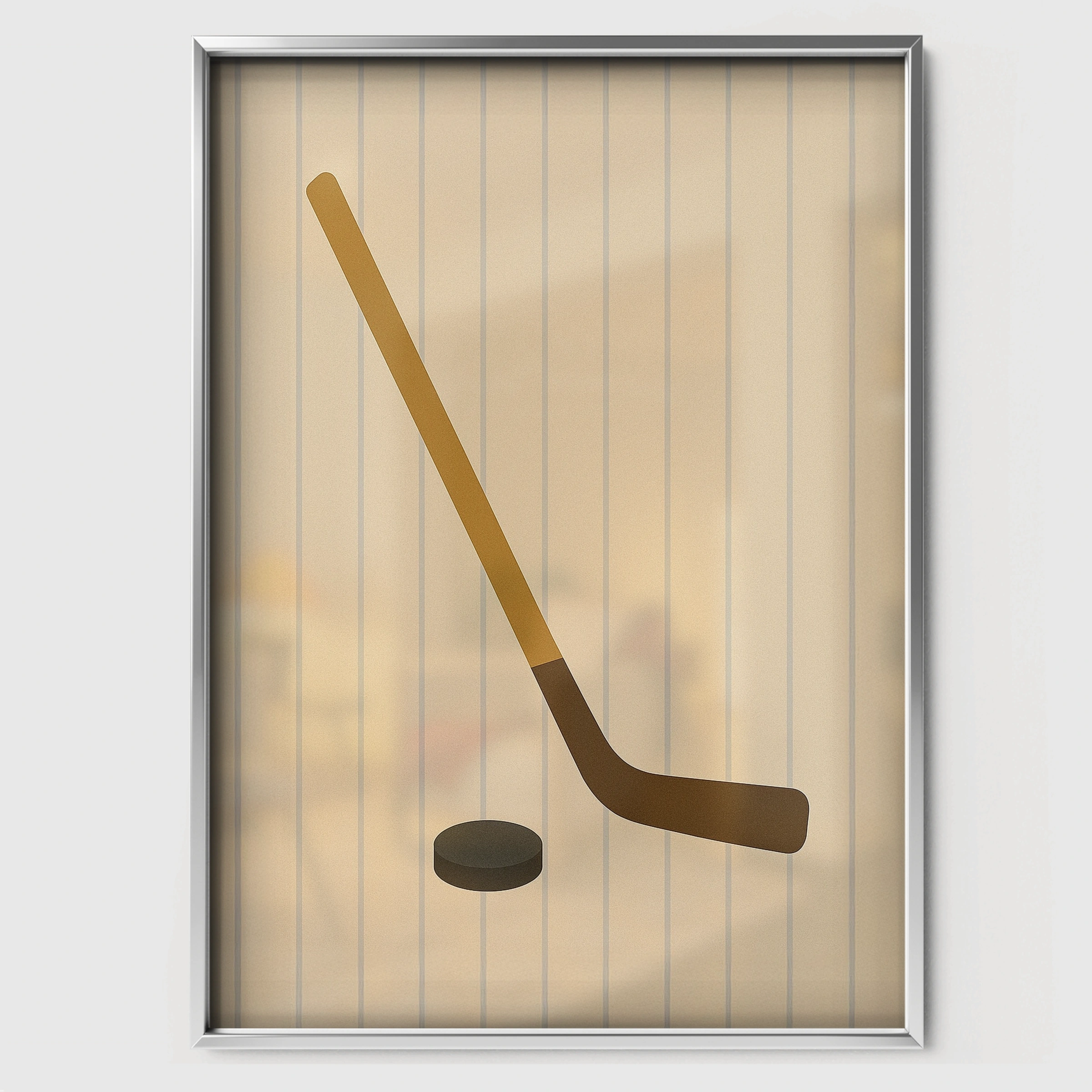 Hockey Stick and Puck Nursery Print - white framed nursery wall art print