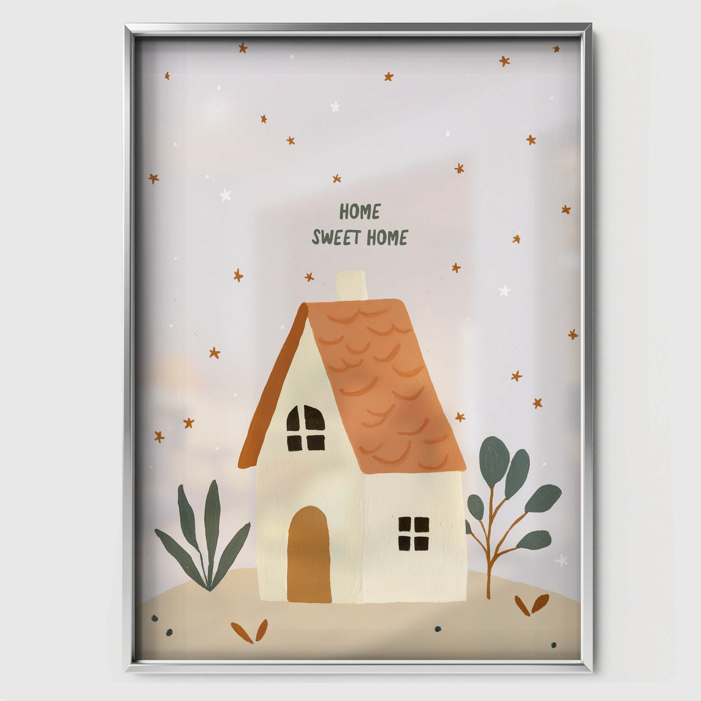 Home Sweet Home Nursery Print - white framed nursery wall art print