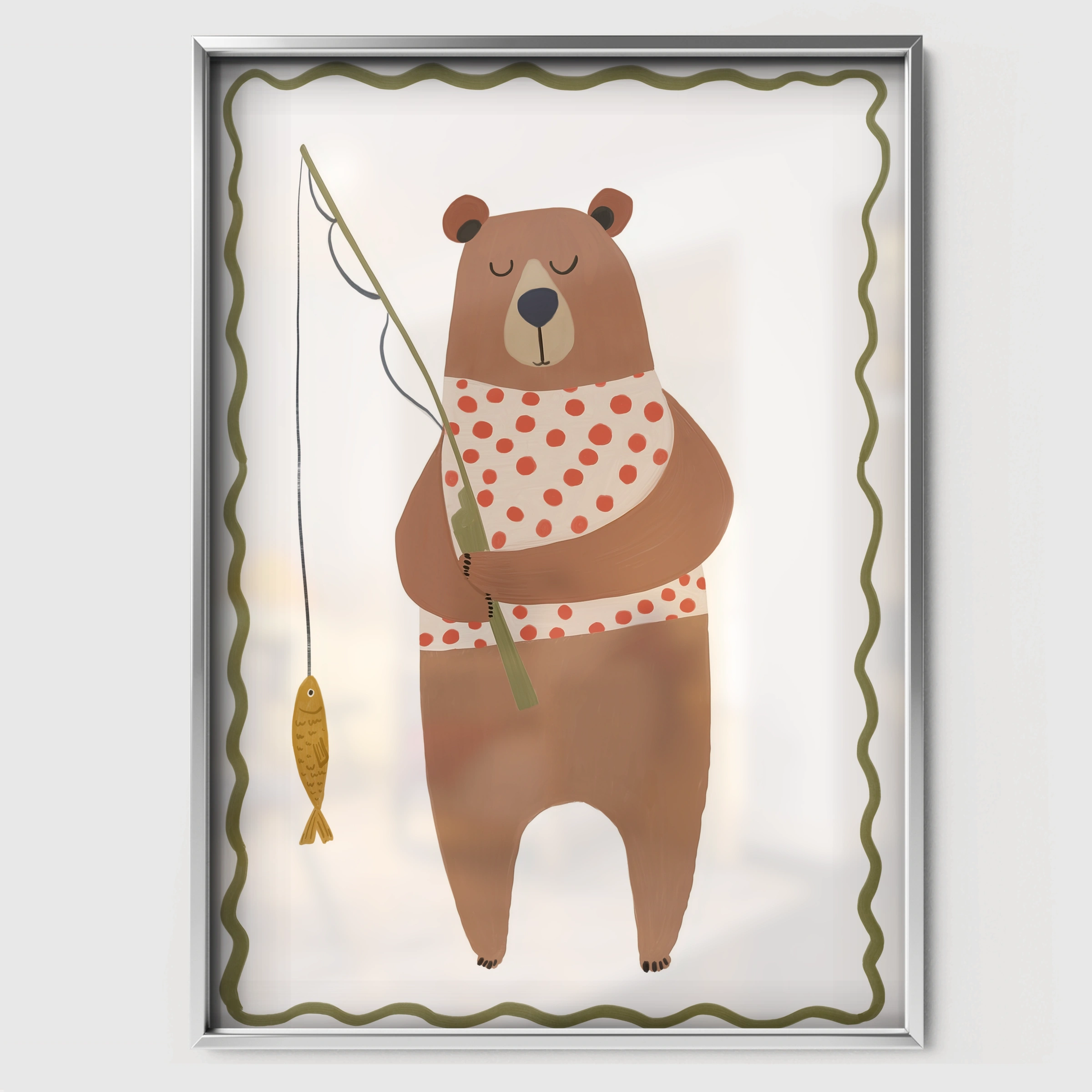 Honey Bear Nursery Print - white framed nursery wall art print