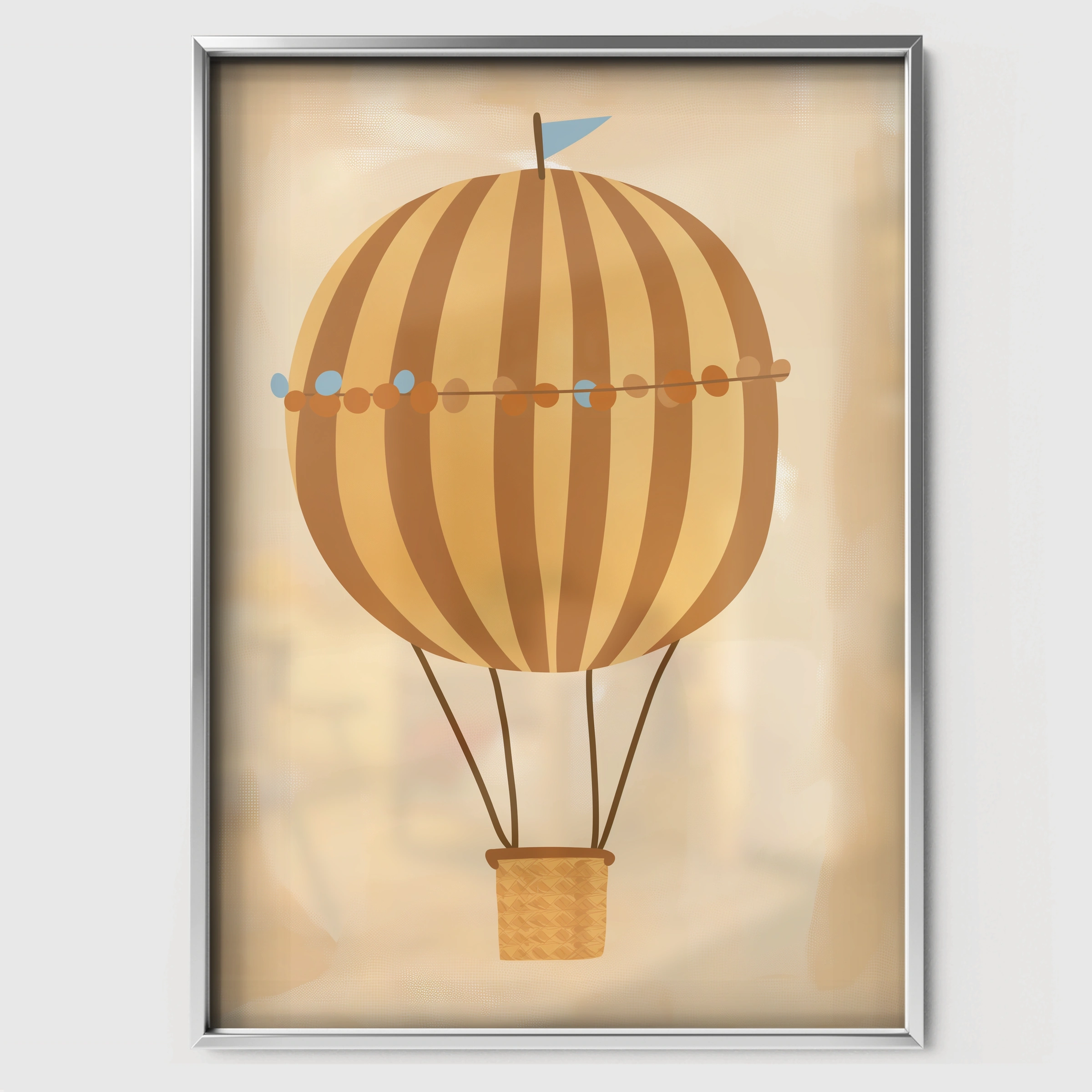 Hot Air Balloon Two Nursery Print - white framed nursery wall art print