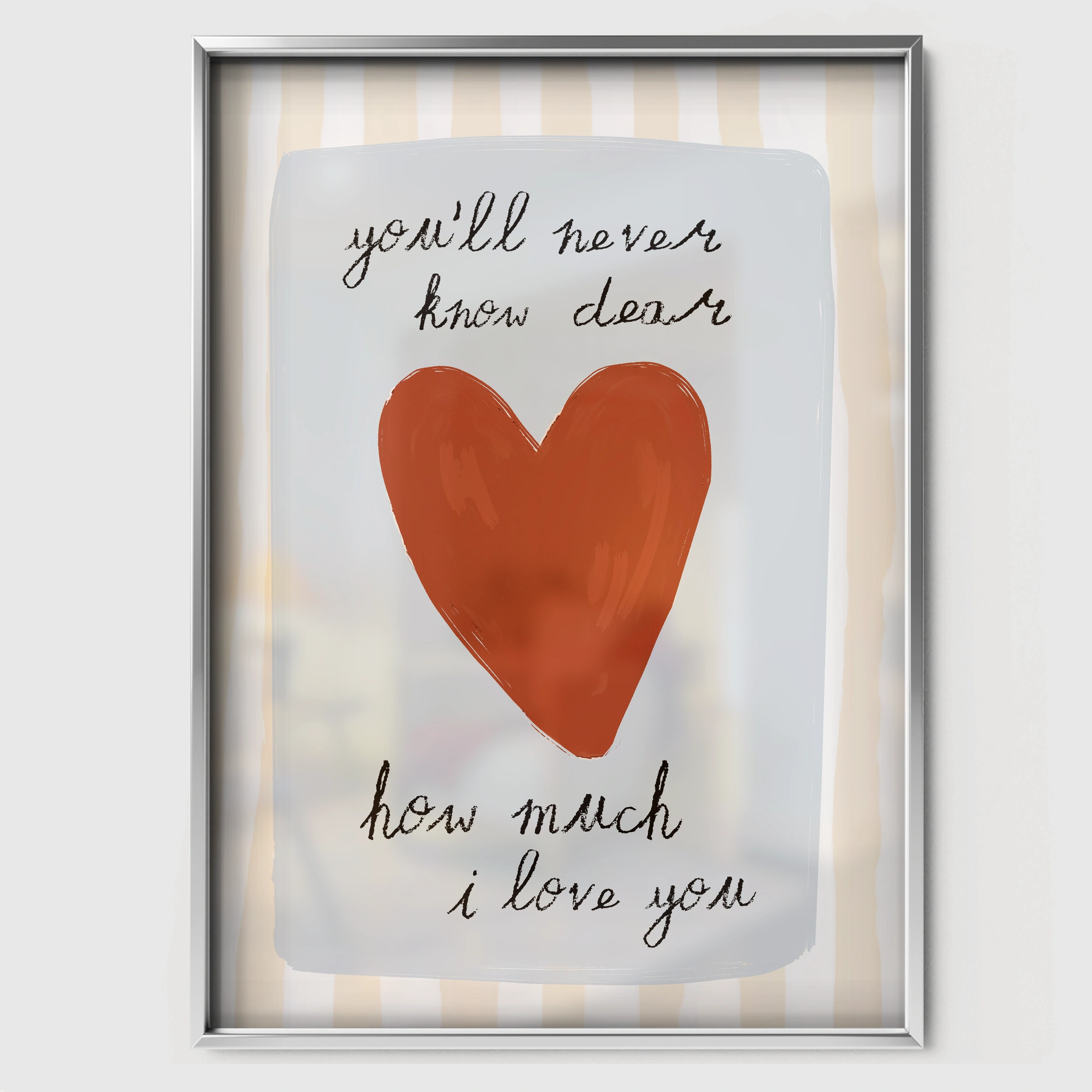 How Much I Love You Text Nursery Print - white framed nursery wall art print