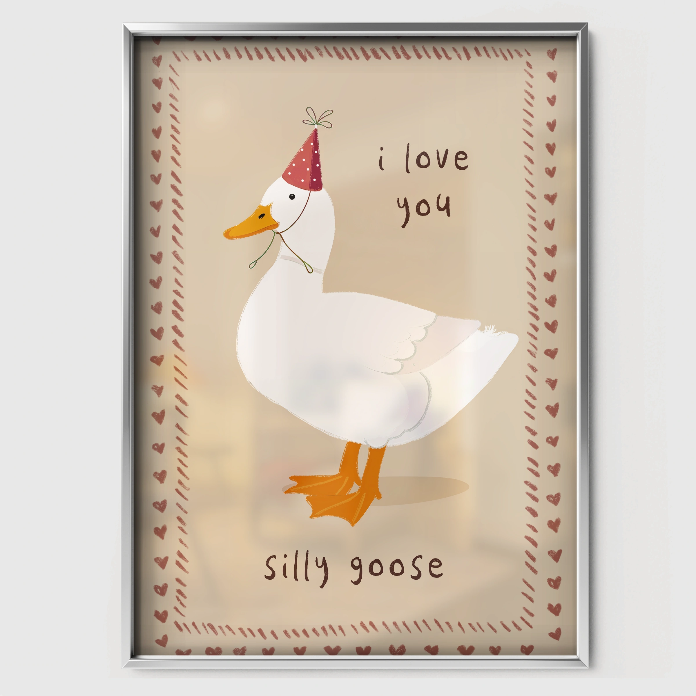 I Love You Goose Nursery Print - white framed nursery wall art print